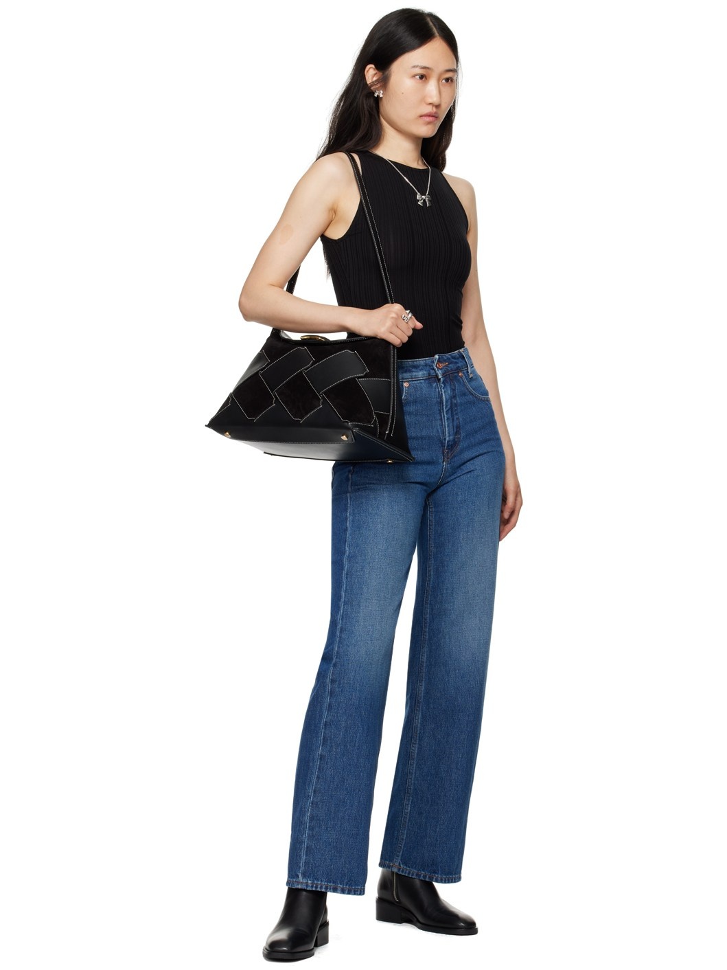 Phillip Lim Black ID Woven Soft Shoulder Bag ssense REVERSIBLE