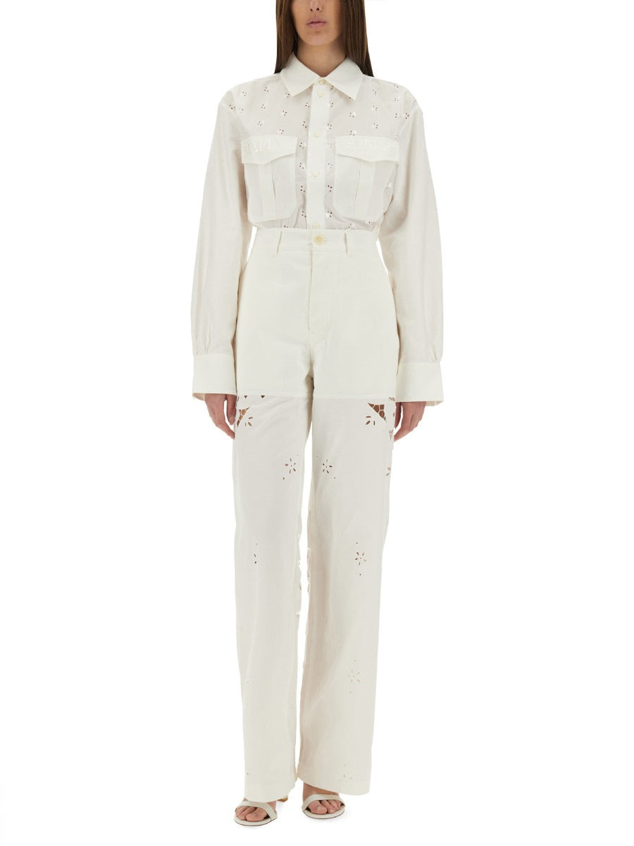 Marine Serre Women Upcycled Linen Shirt - 2