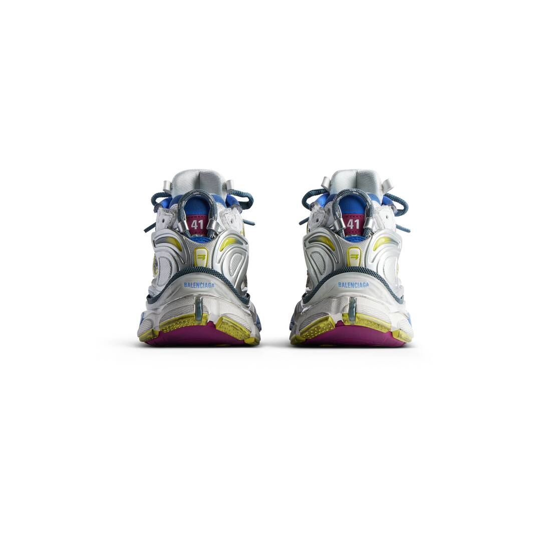BALENCIAGA Women's Runner Sneaker in White/blue/purple