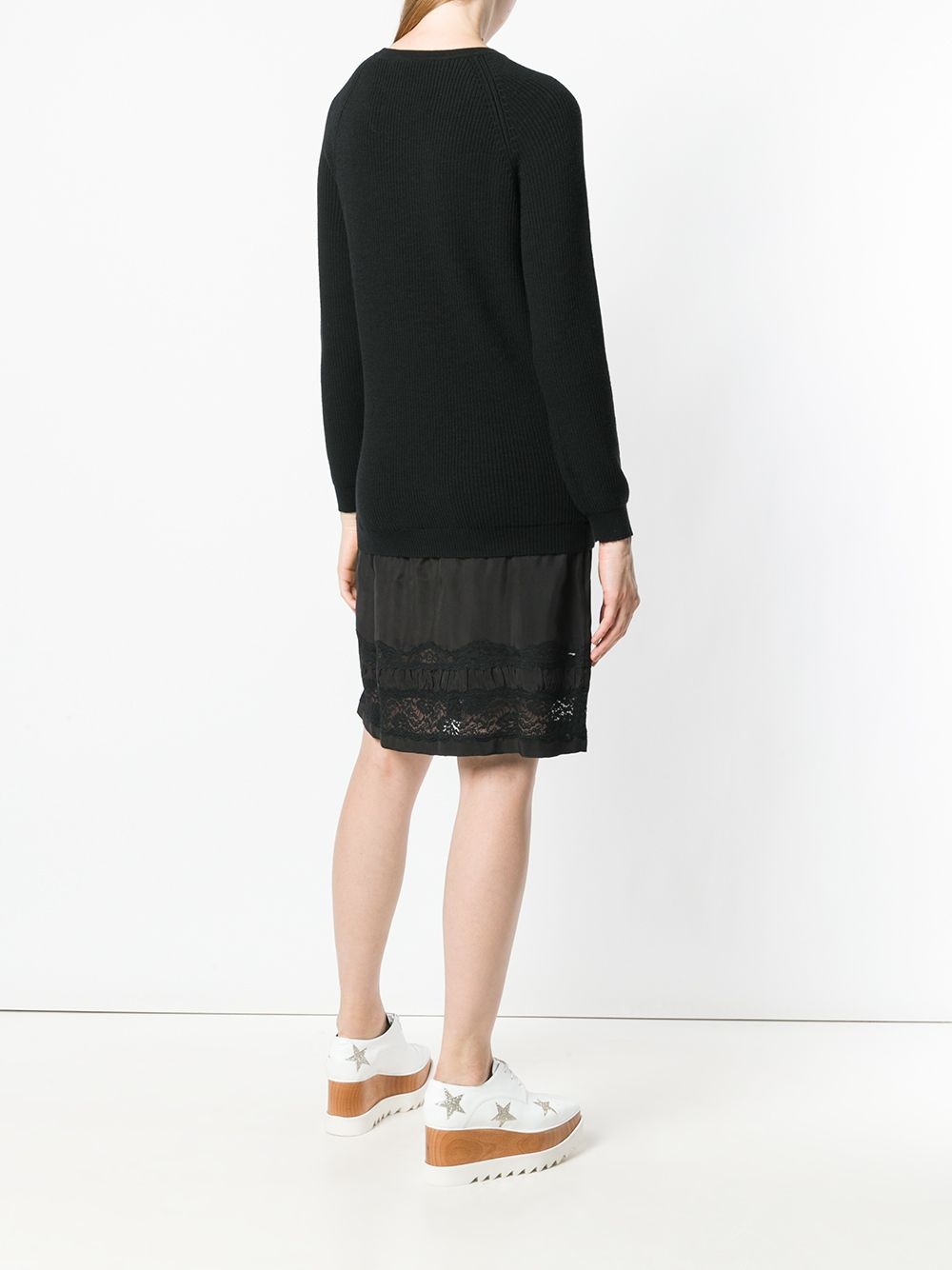 lace-panelled sweater dress - 4