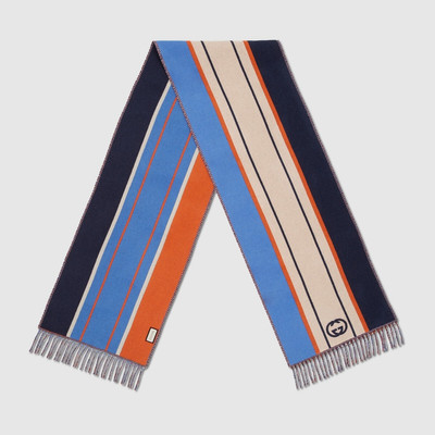 GUCCI Interlocking G striped wool scarf outlook