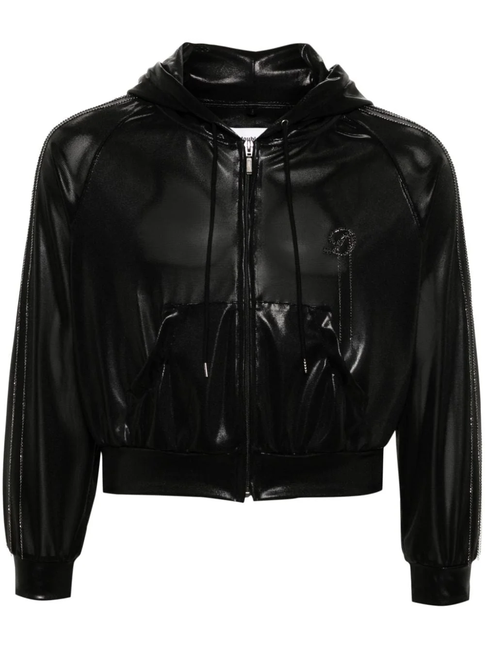 chain-detailing foiled hoodie - 1