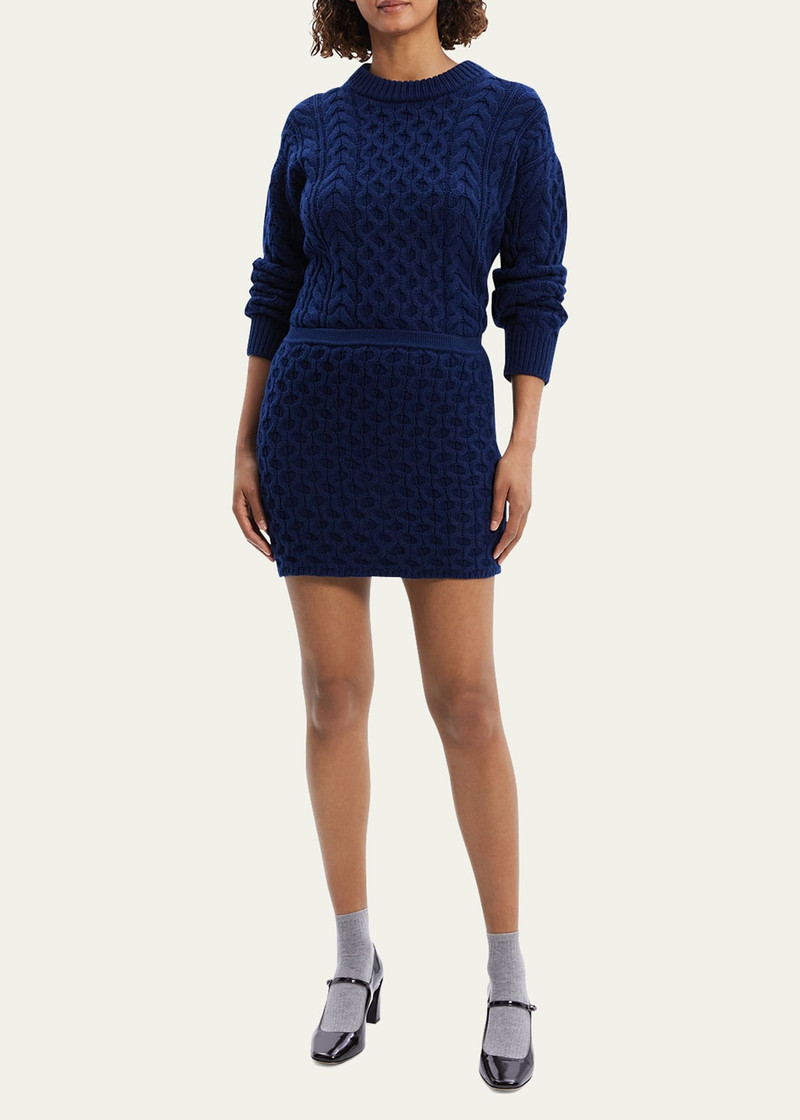 Theory Cable-Knit Felted Wool-Cashmere Mini Skirt outlook