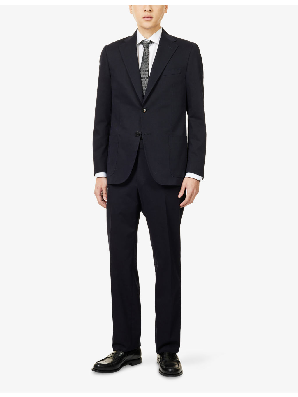 Notched-Lapel Long-Sleeve Cotton-Cashmere Blend Jacket - 2