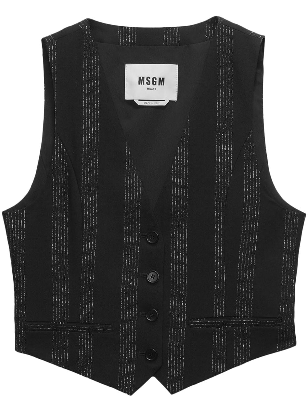 striped single-breasted gilet - 1