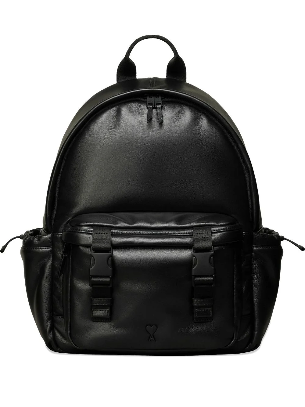 logo-plaque leather backpack - 1