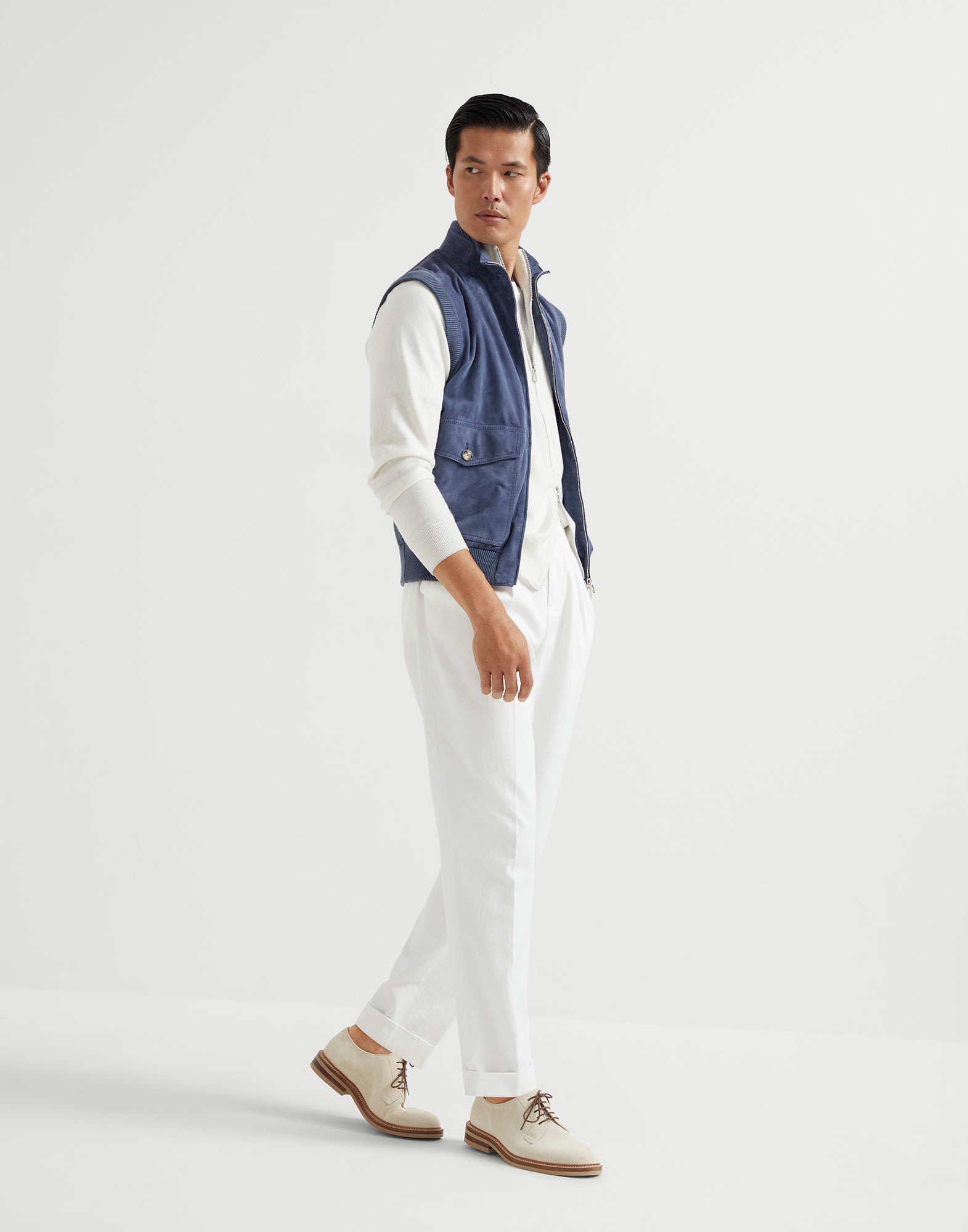 Suede vest with cotton knit inserts - 5