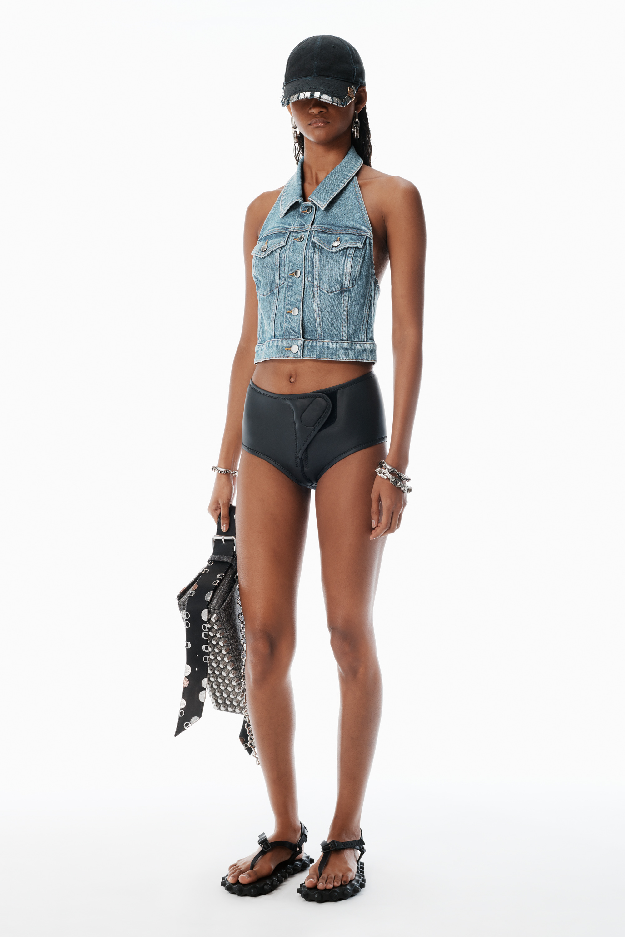 Bleach Blue denim halter top - 5