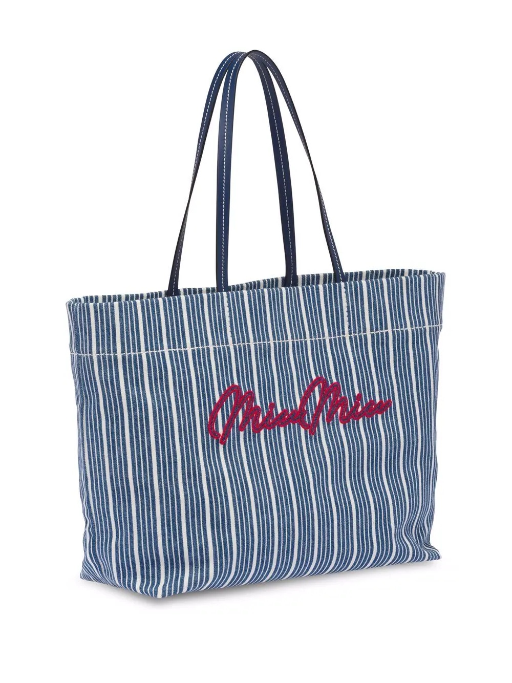 embroidered logo denim tote bag - 4