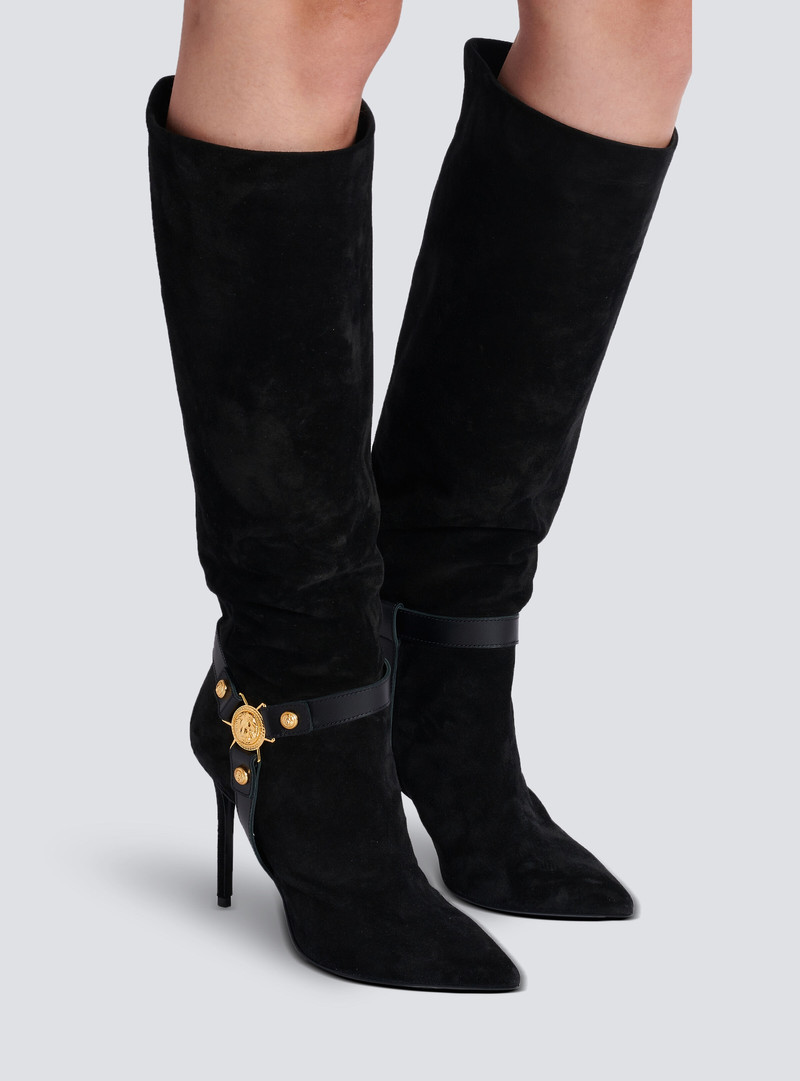 Balmain Slouchy suede heeled Eva boots outlook