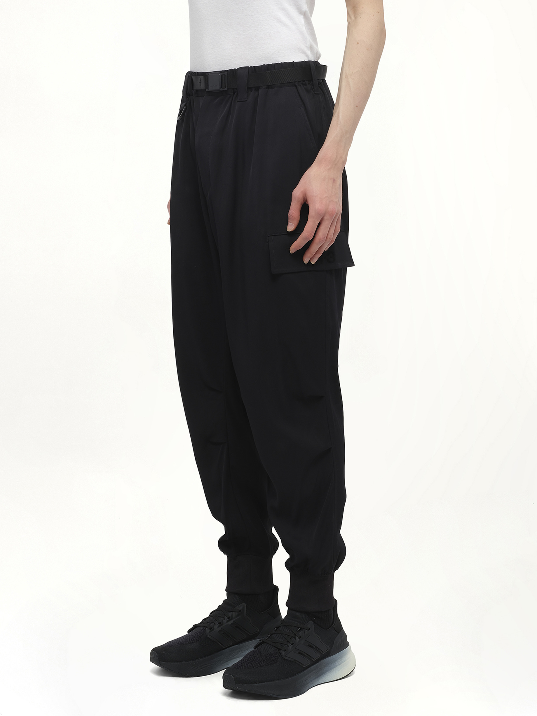 Rayon Twill Cuffed Pants in Black - 5