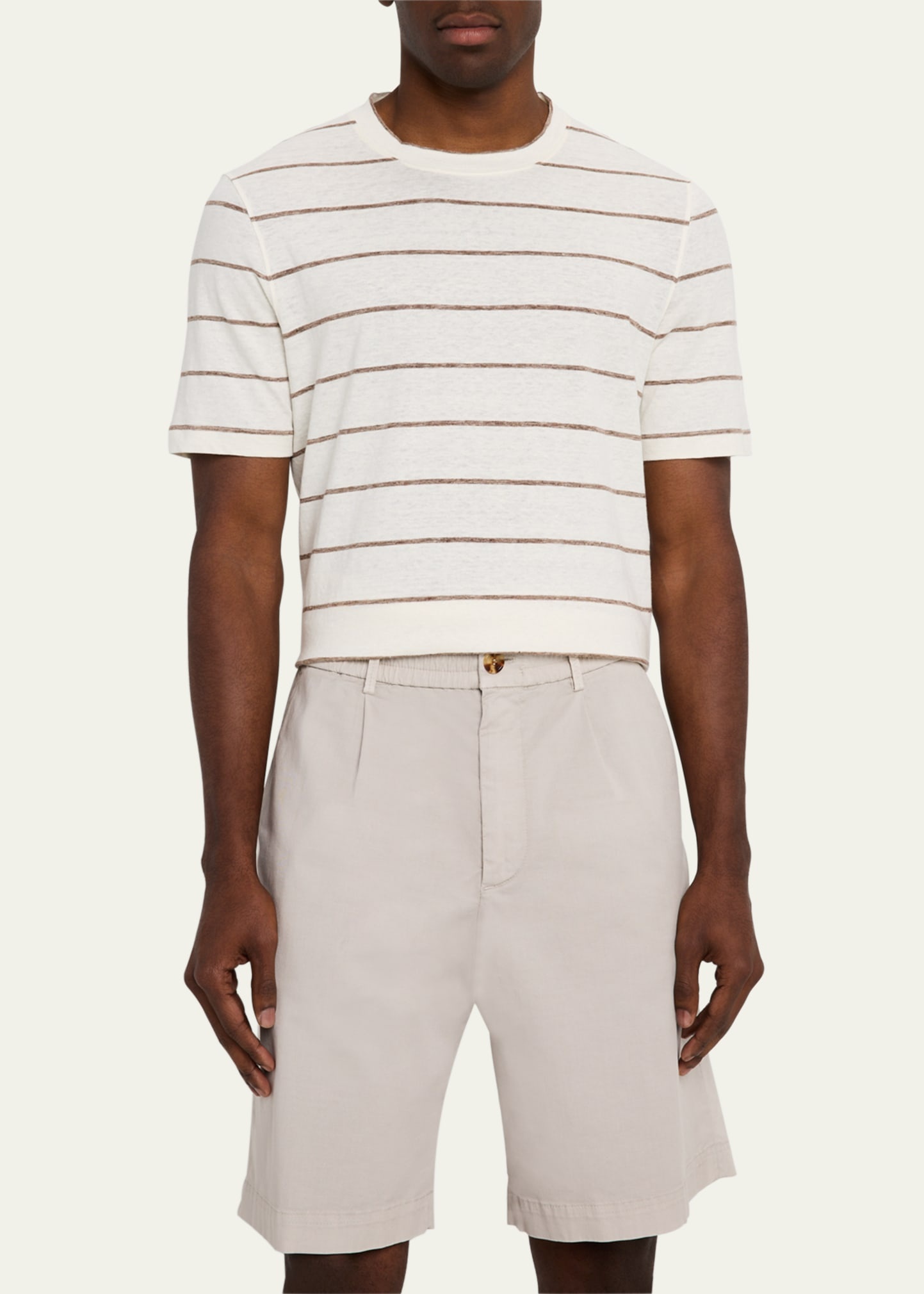 Men's Linen-Cotton Stripe Crewneck T-Shirt - 4