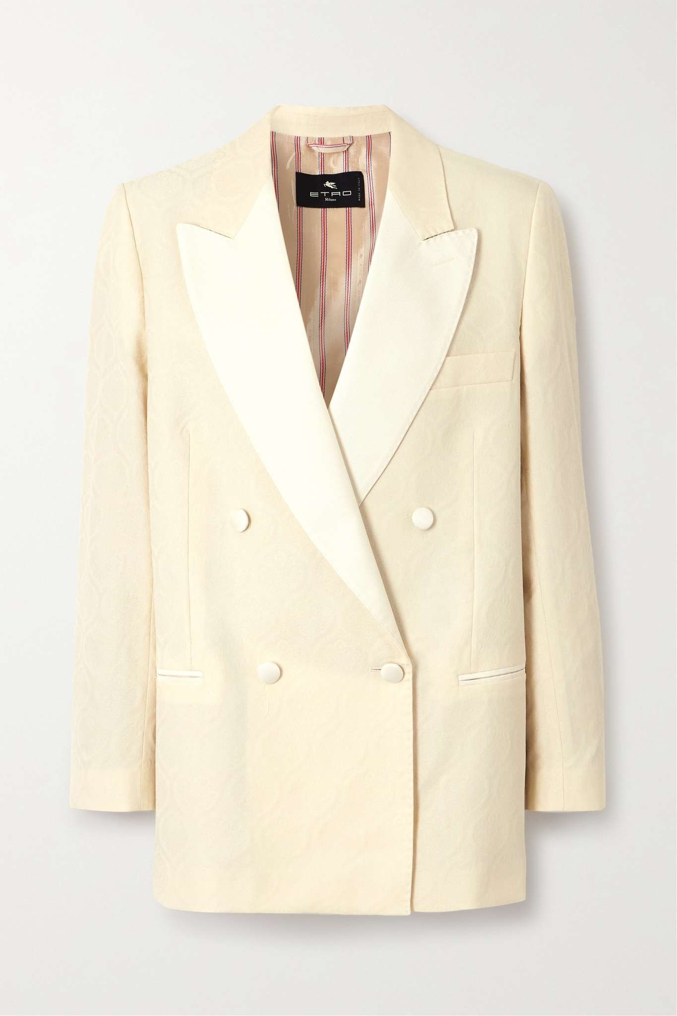 Double-breasted cotton and wool-blend jacquard blazer - 1