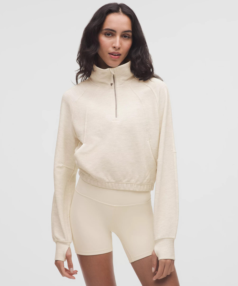 Scuba Cropped Funnel-Neck Half Zip *Waffle 1