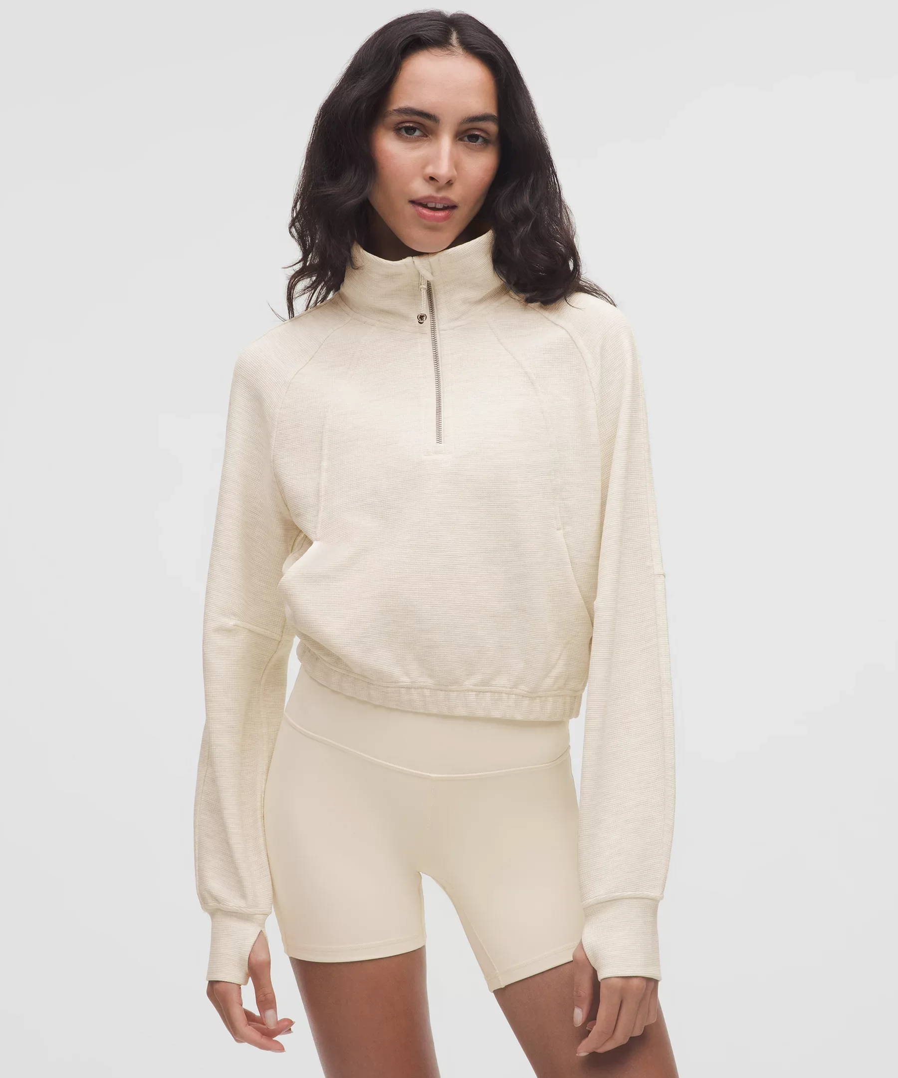 Scuba Cropped Funnel-Neck Half Zip *Waffle - 1