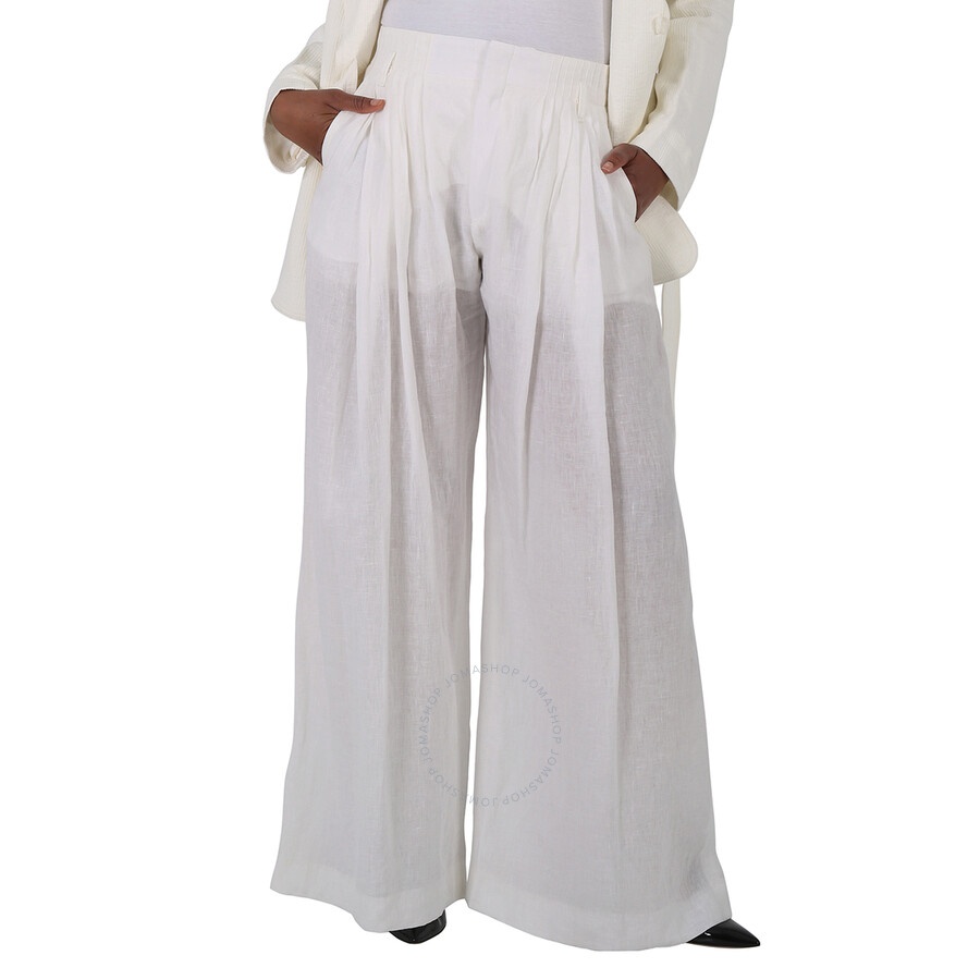 Chloe Ladies White Pleated Wide-Leg Pants, Brand Size 40 (US Size 8) - 3