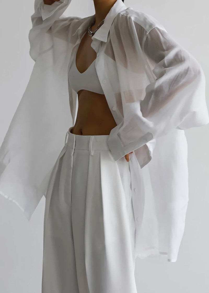 Marlow Oversized Linen Shirt - White 1