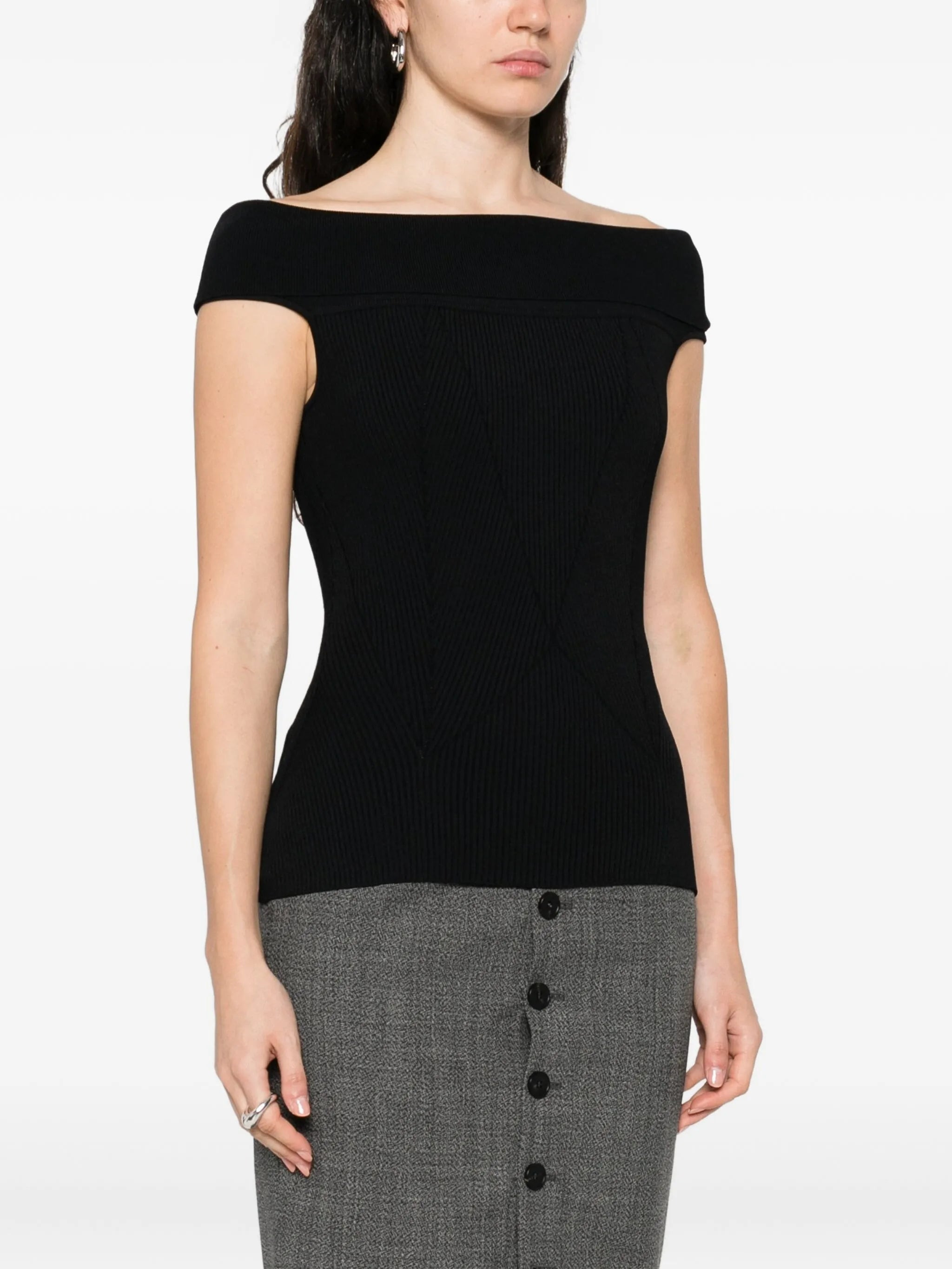 Givenchy Off-shoulder Ribbed Top - 3