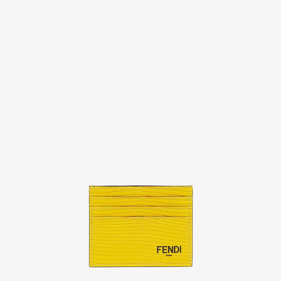 Yellow lizard leather card holder - 1