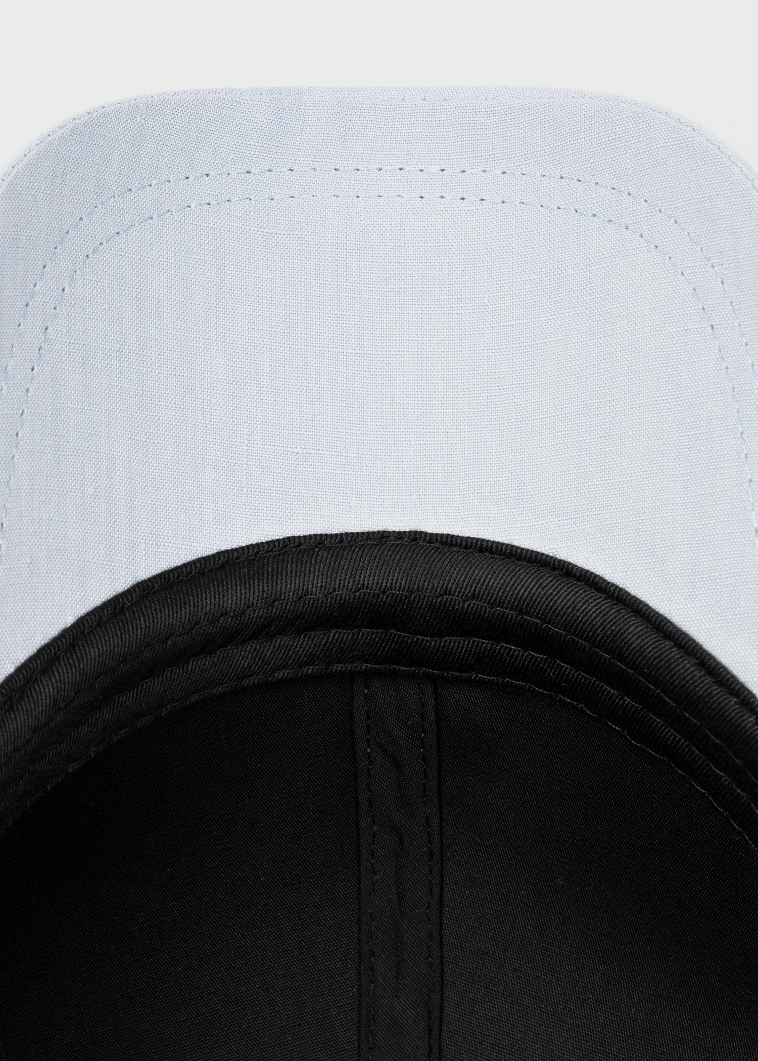 Sky Blue Linen Signature Stripe Trim Cap - 5