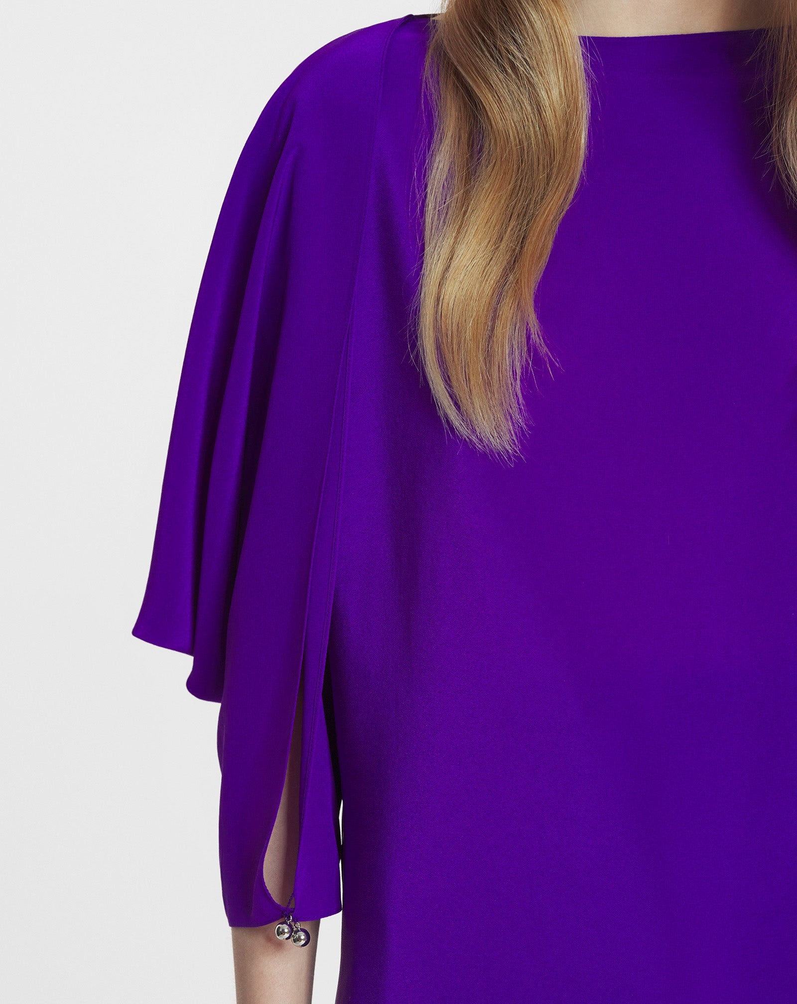 SILK TOP WITH OPENWORK SLEEVES - 6