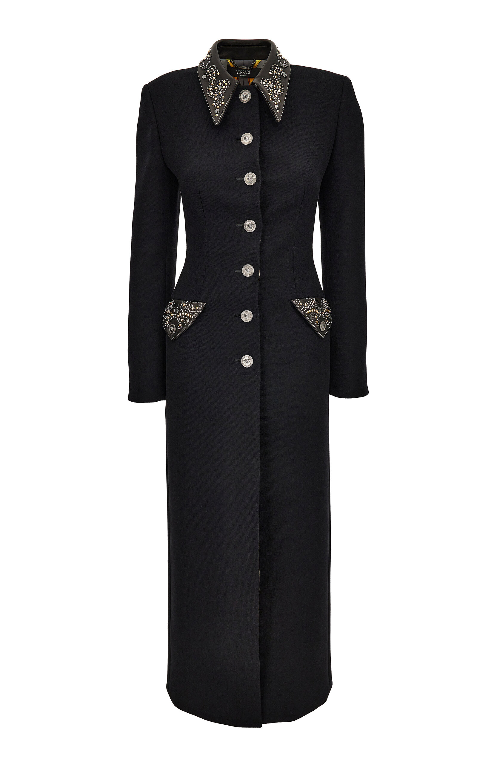 Studded Felted Wool Coat black - 1