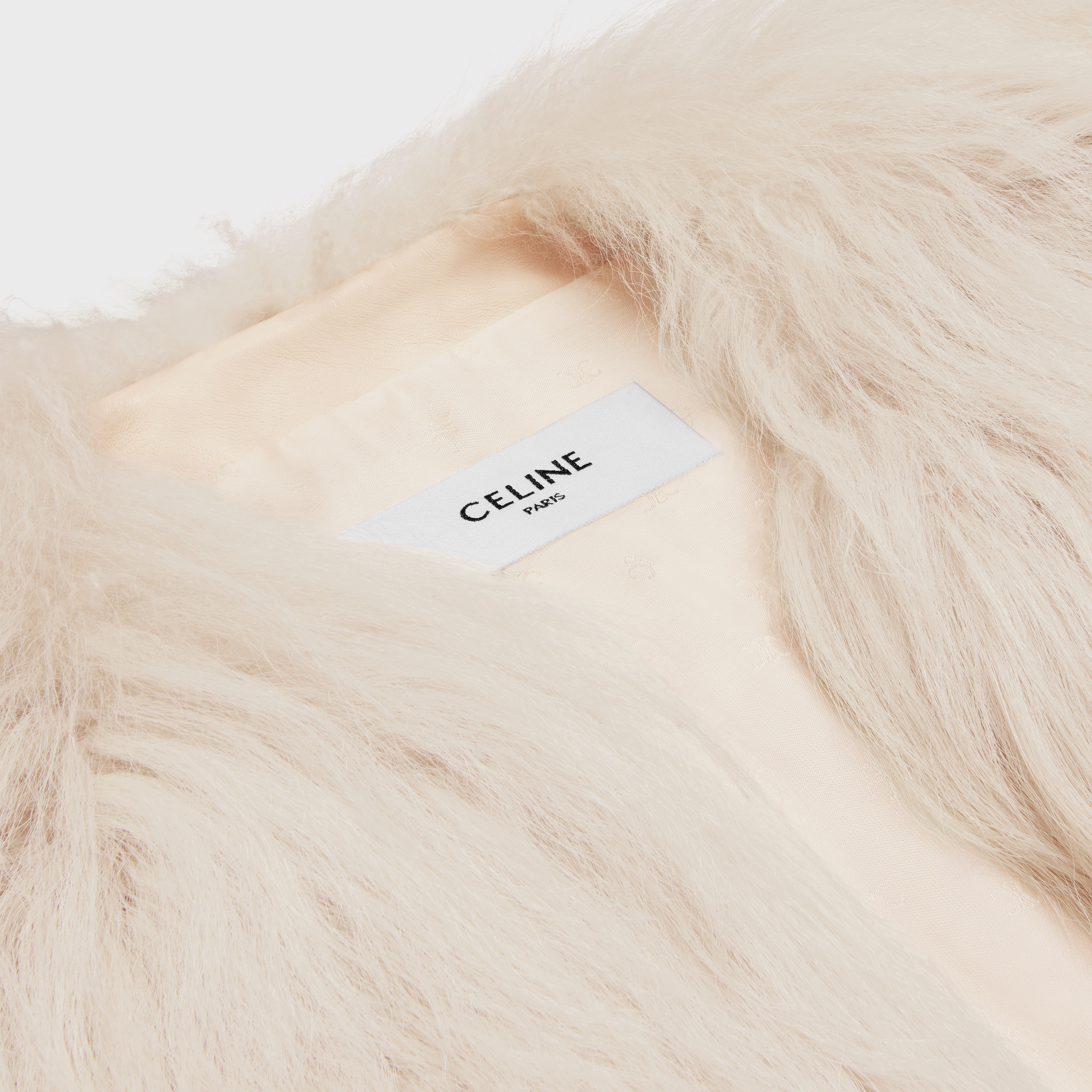 Crew neck jacket in long goat hair - 3
