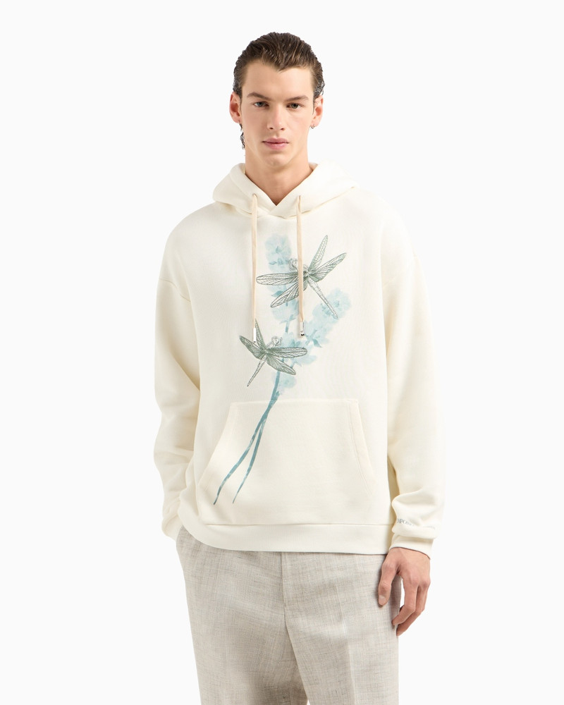 EMPORIO ARMANI ASV JERSEY HOODED SWEATSHIRT WITH DRAGONFLY PRINT AND EMBROIDERY outlook