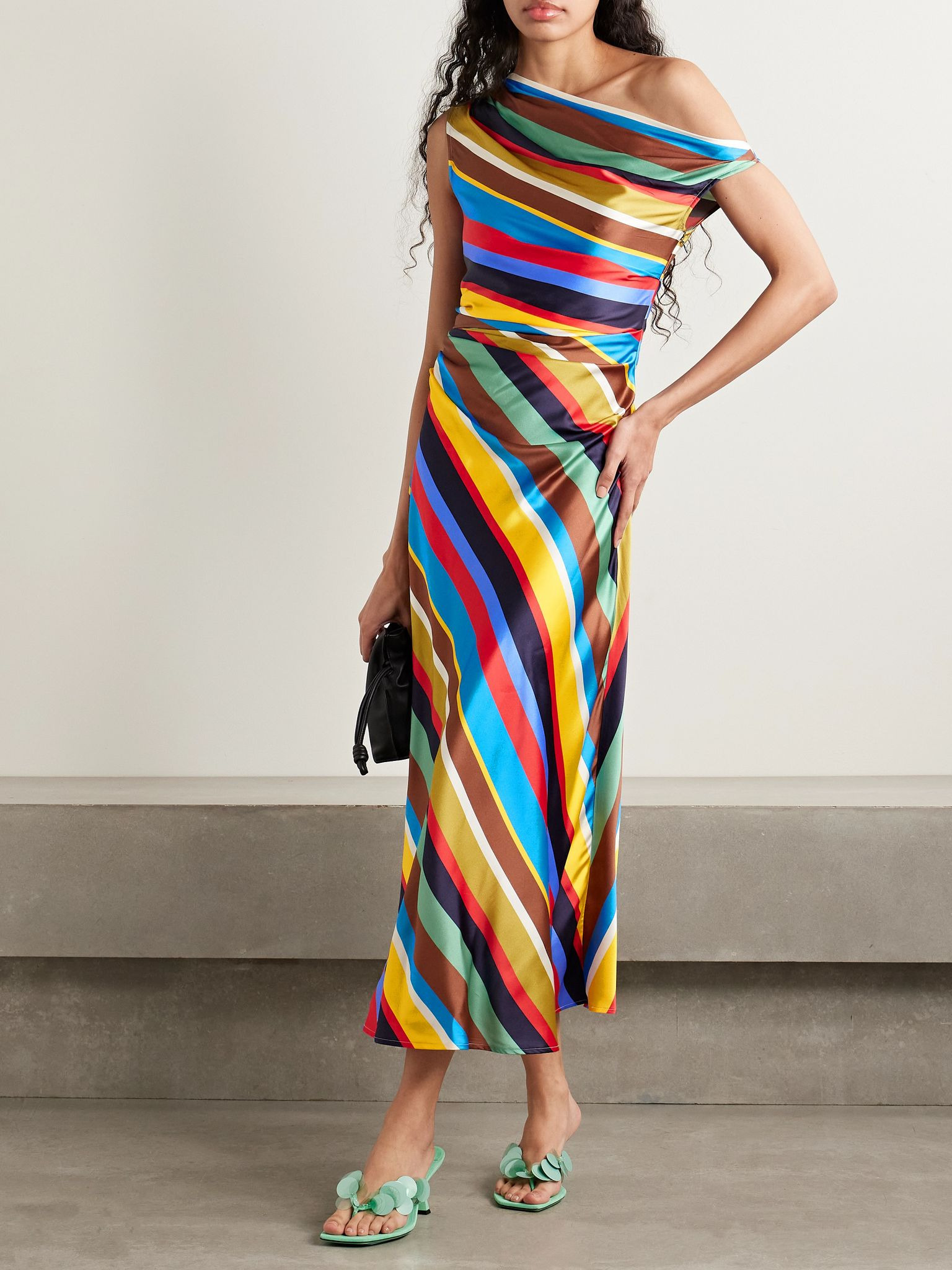 Phare draped striped silk-blend midi dress Multi - 2