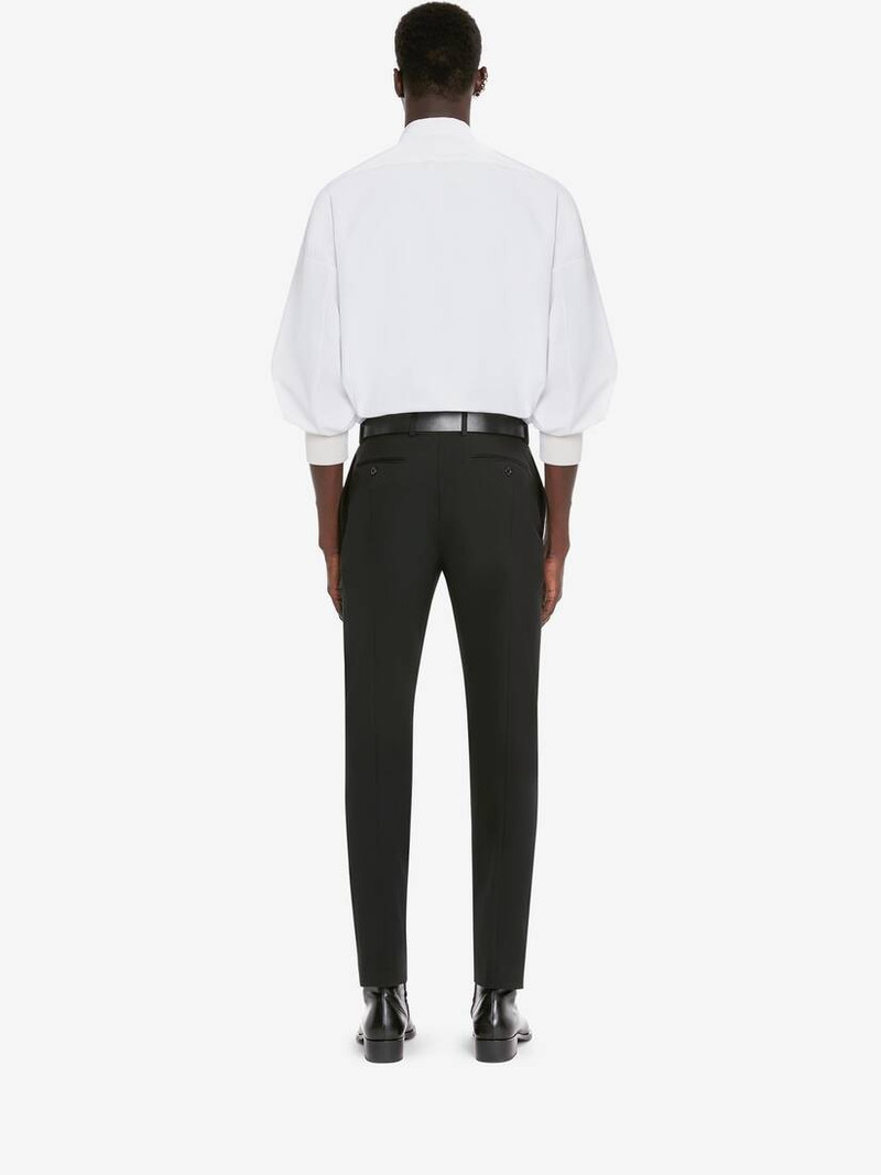 Men's Cotton Poplin Chevron Shirt in White 4