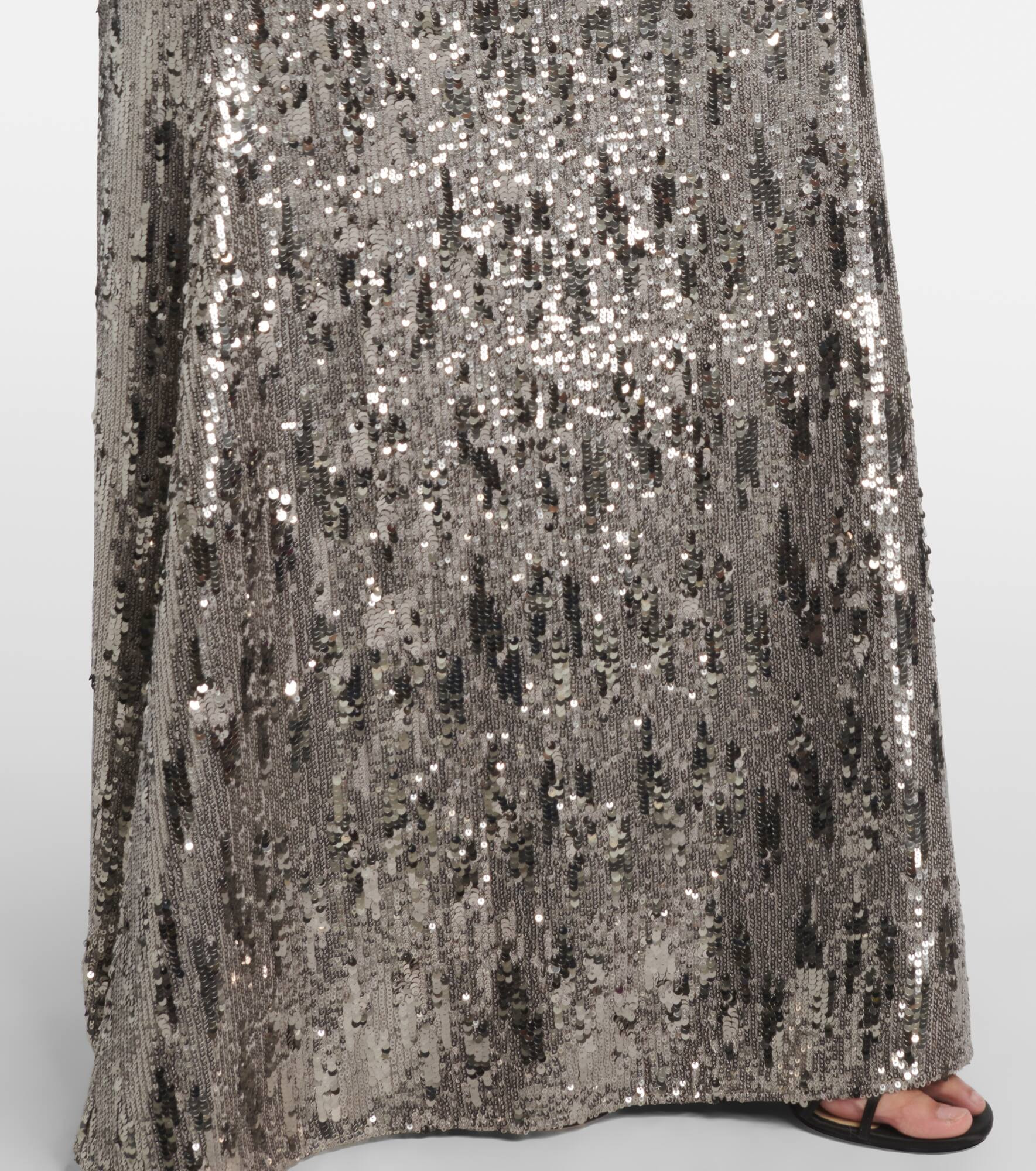 Floral-appliqué sequined gown - 5
