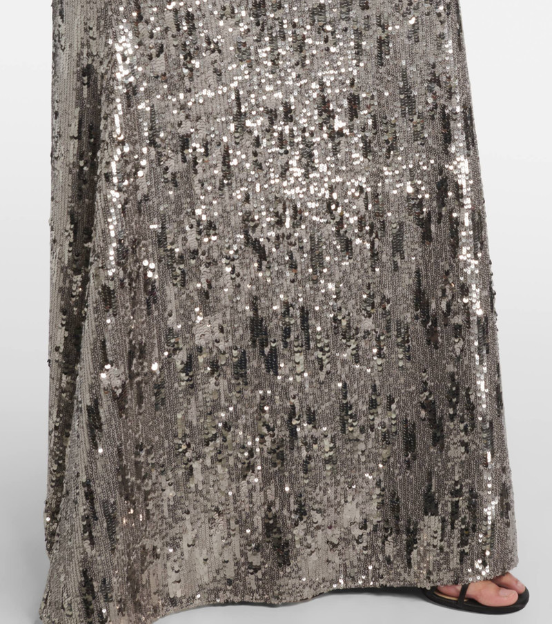 Floral-appliqué sequined gown 5