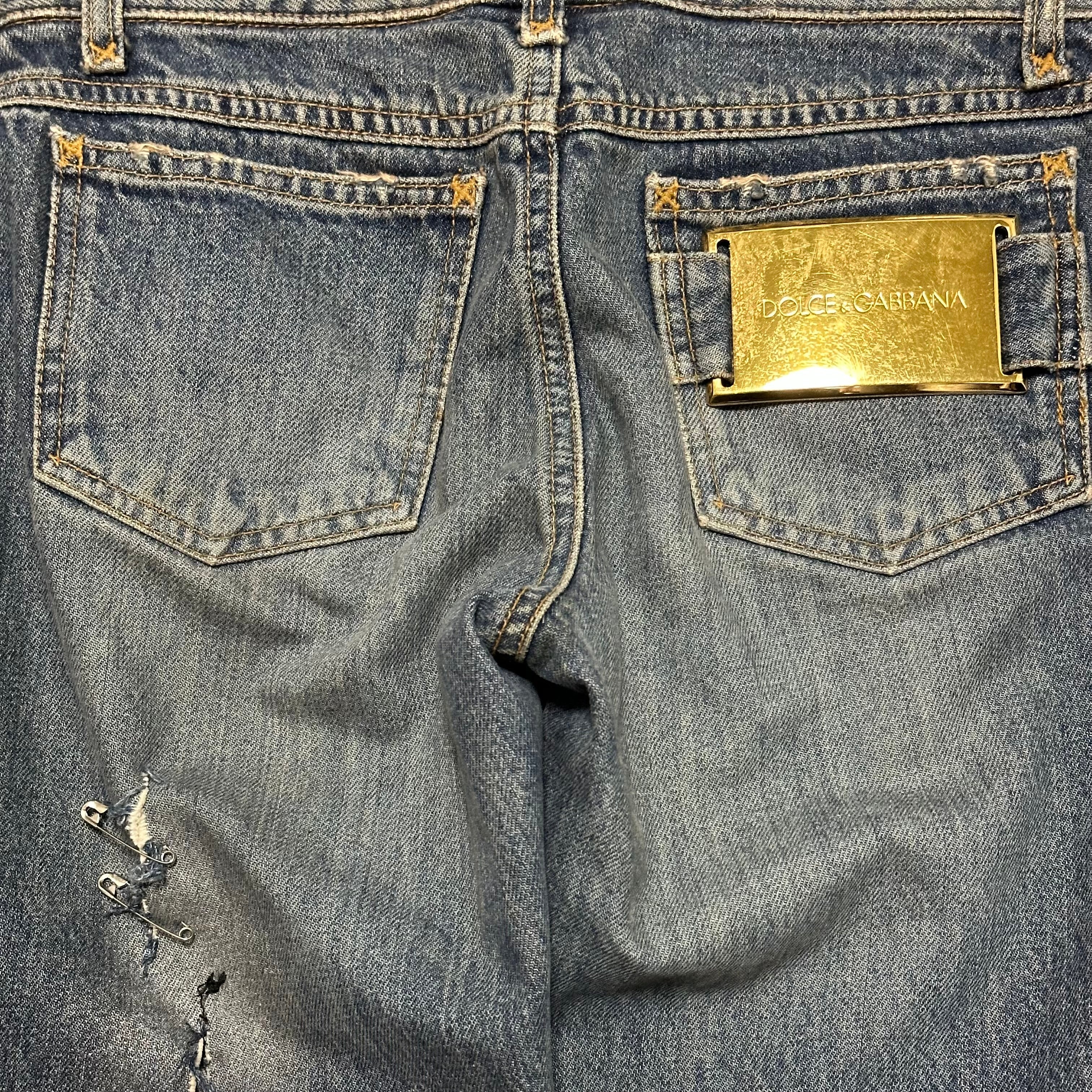 DOLCE&GABBANA Spring Summer 2001 Safety Pin Denim Pants - 5