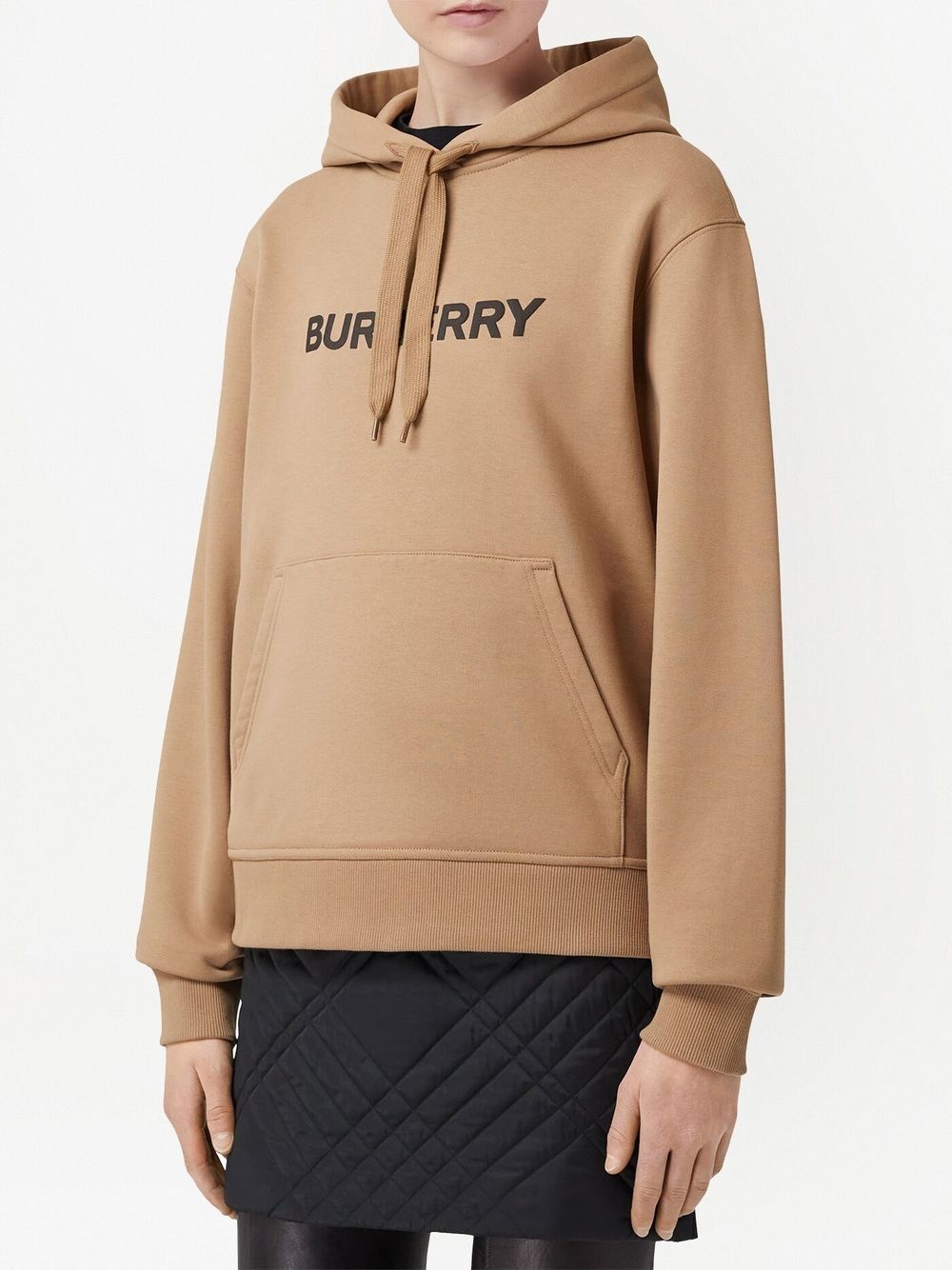 logo print drawstring hoodie - 3