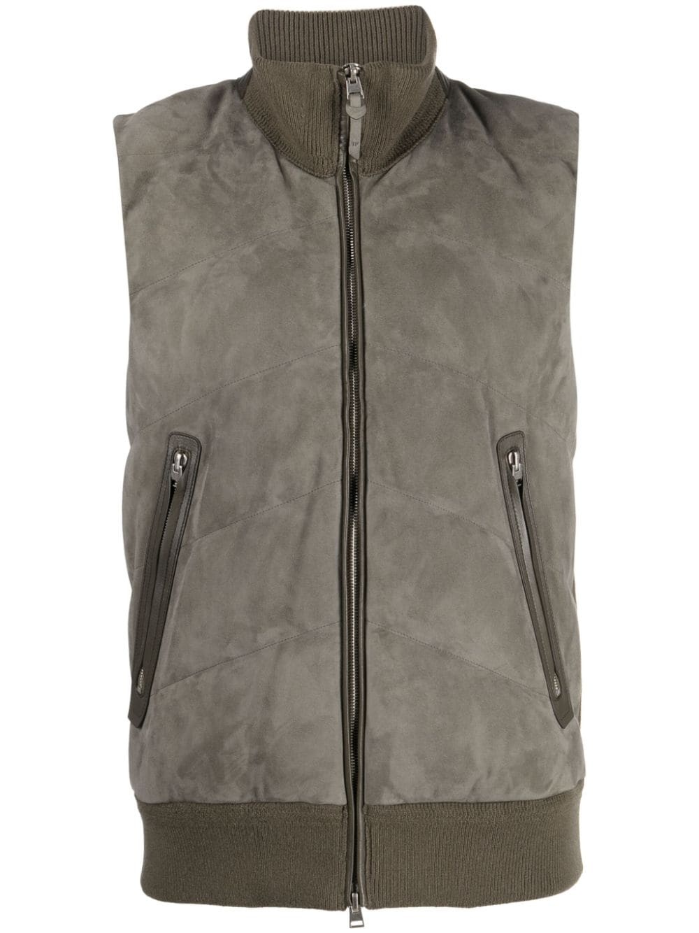 panelled suede quilted jacket - 1