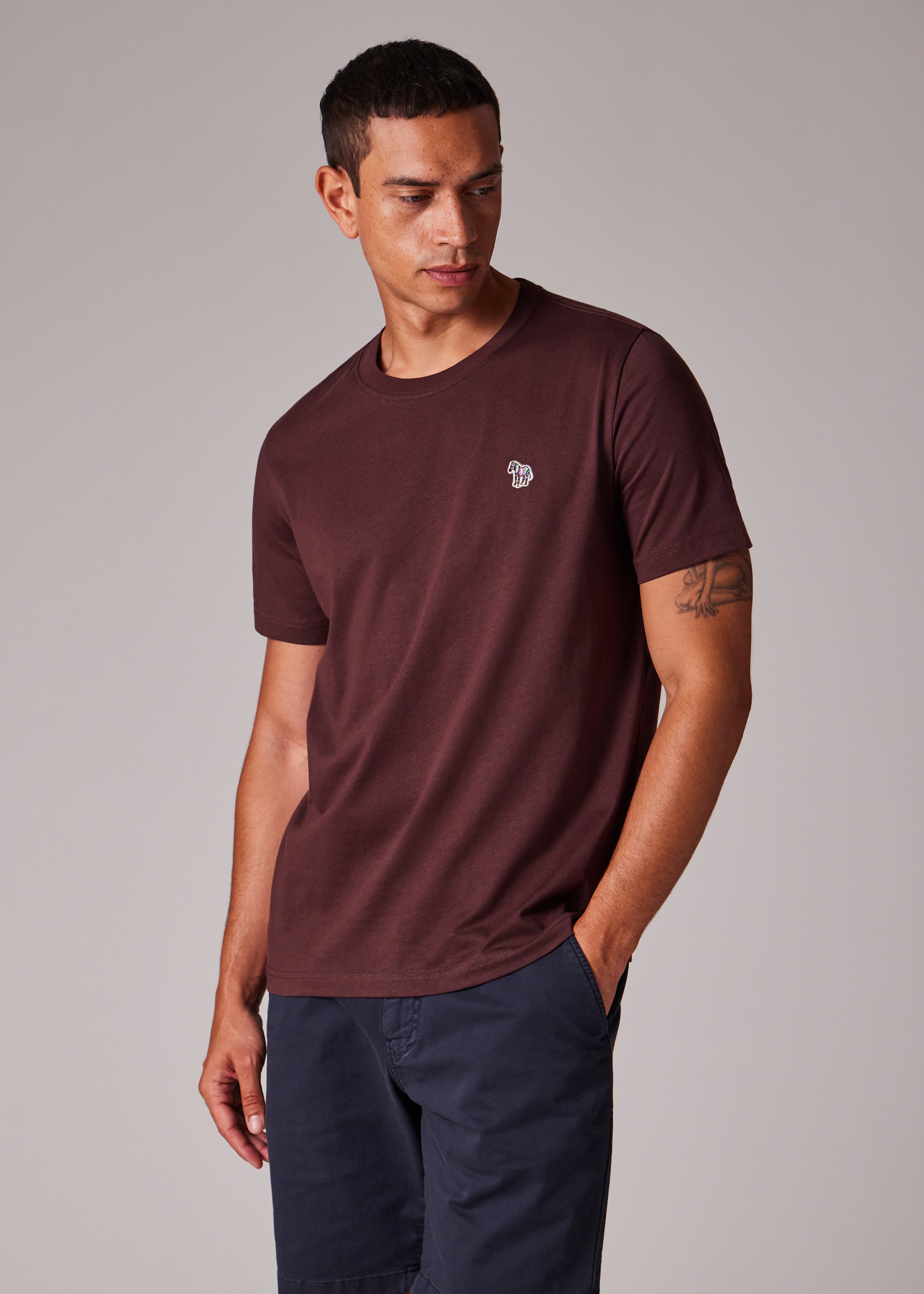 Burgundy Organic Cotton Zebra Logo T-Shirt - 5