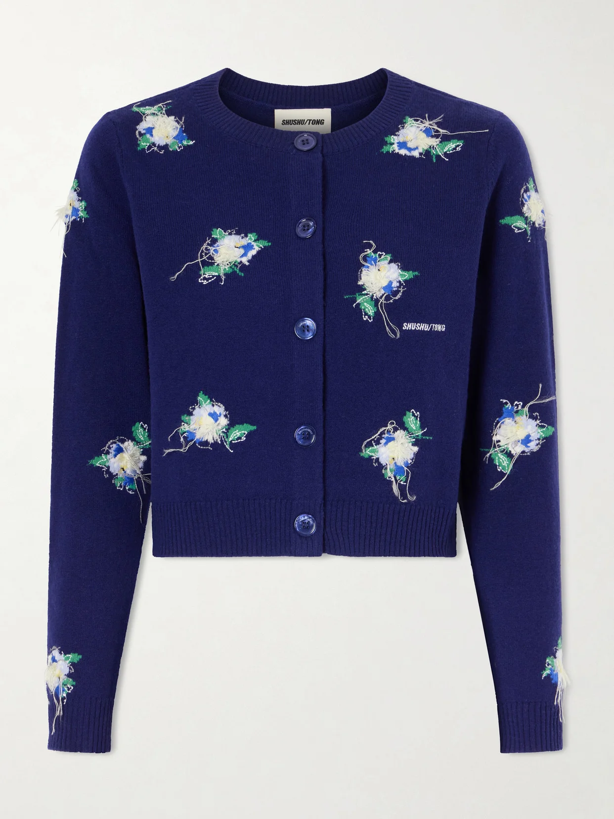 Cropped Embroidered Wool Cardigan - 1