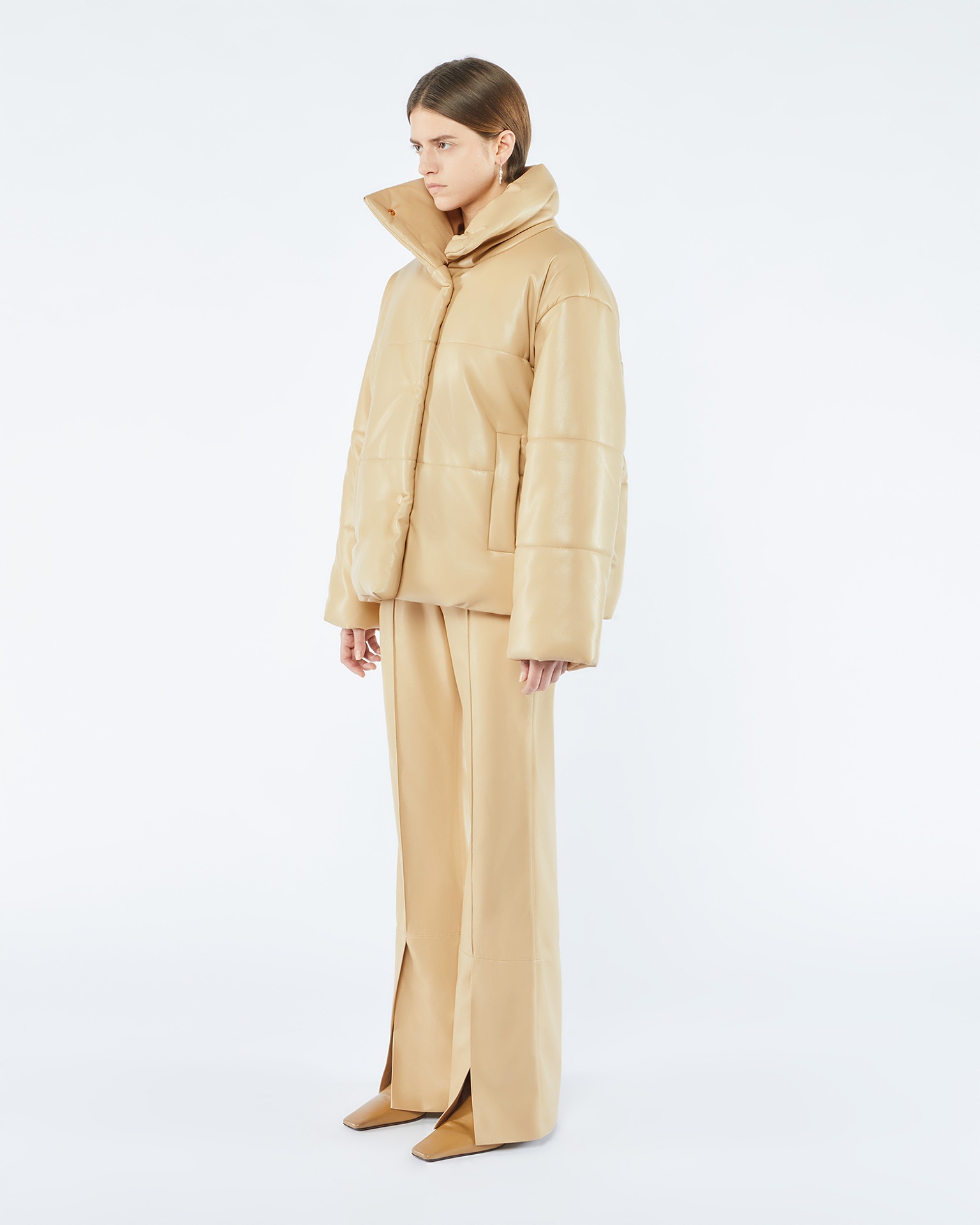 HIDE - OKOBOR™ alt-leather puffer jacket - Almond - 3