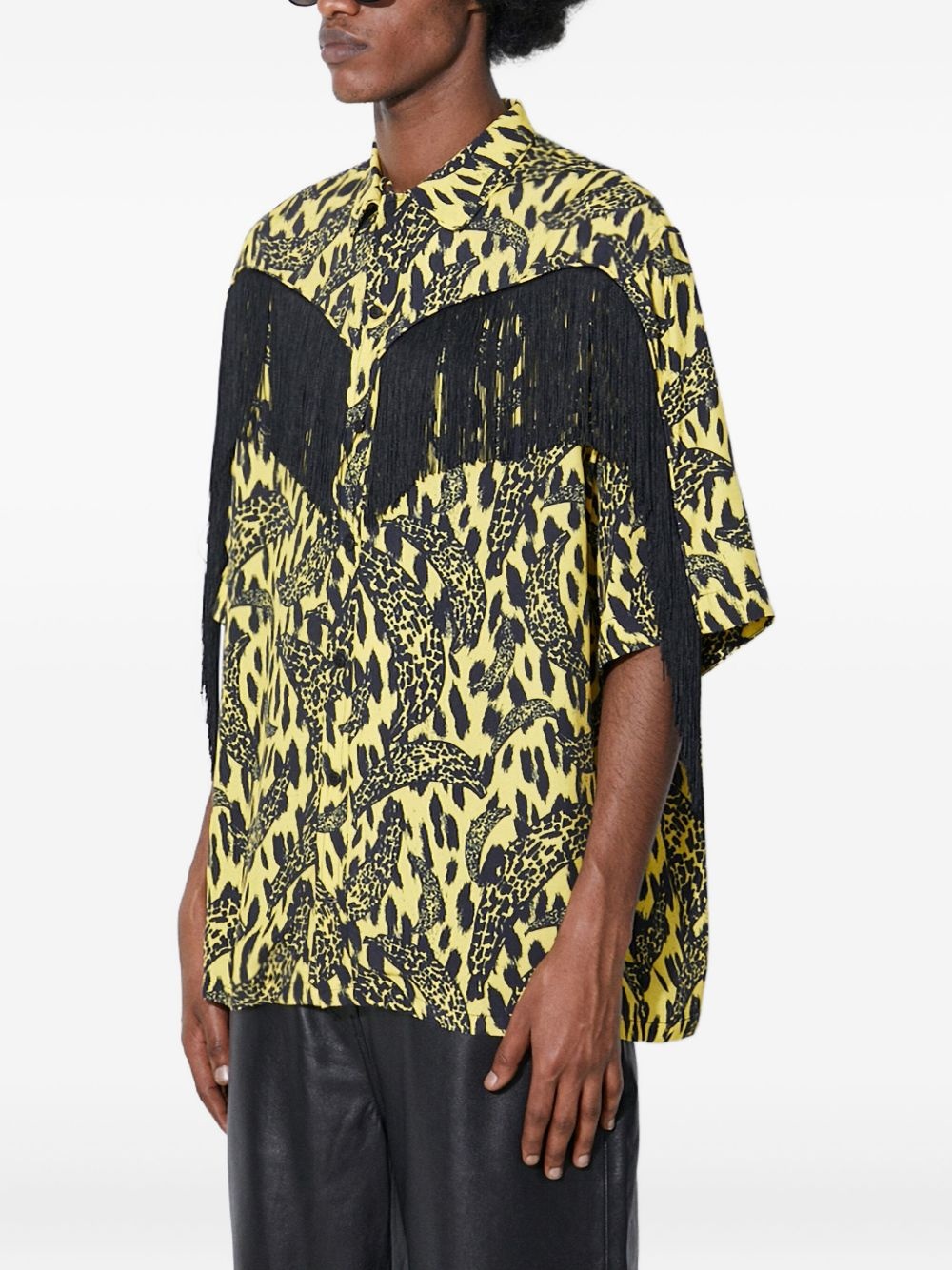 leopard-print fringe shirt - 3