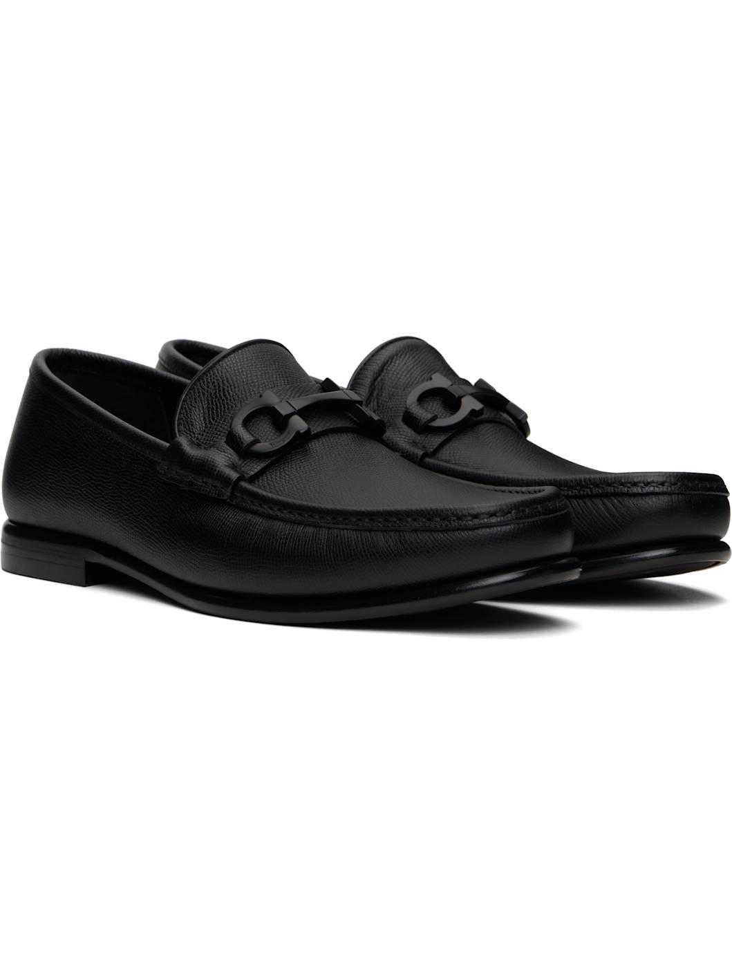 Black Gancini Ornament Loafers - 4