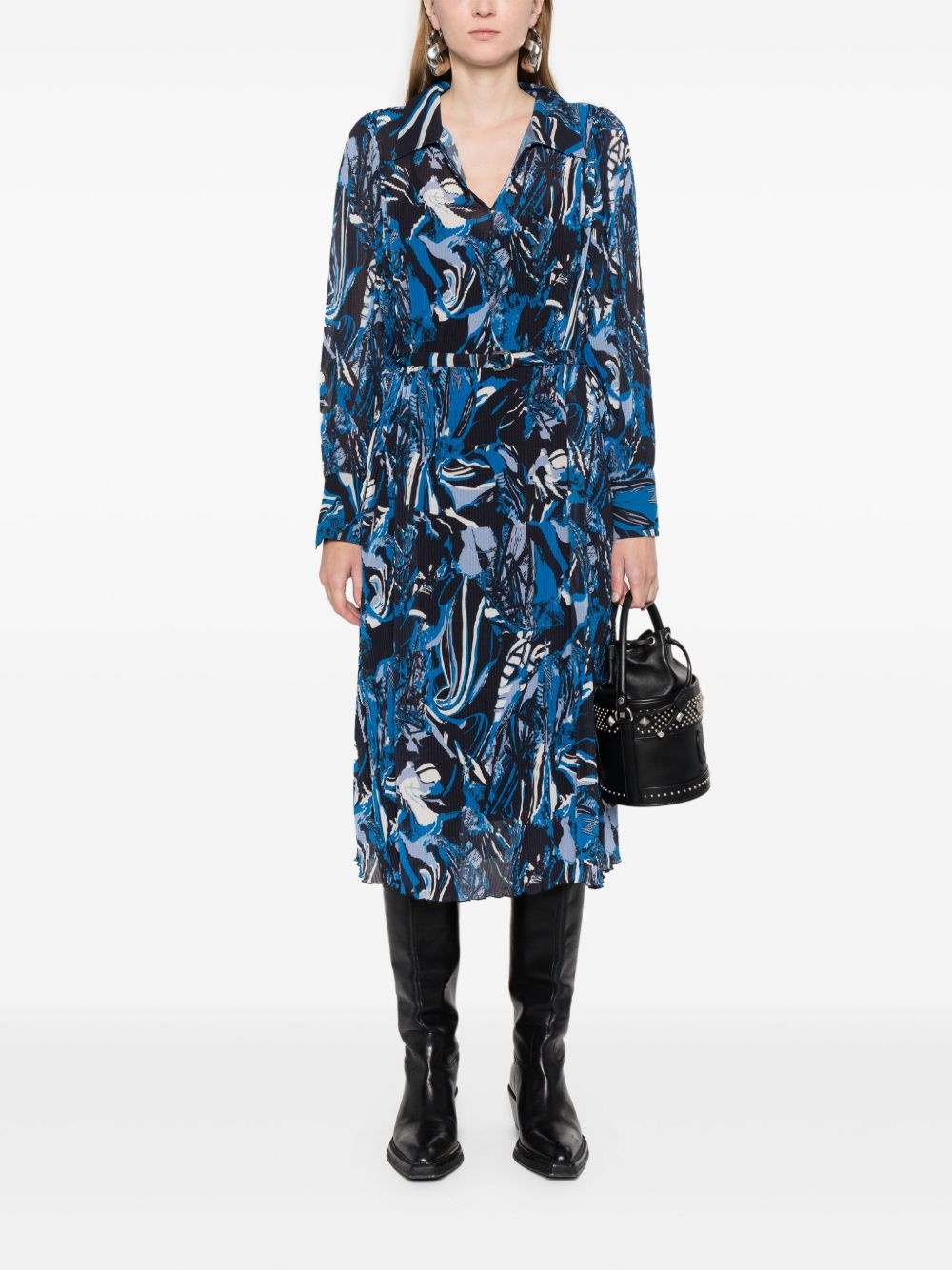 seasonal-print pleated midi dress - 2