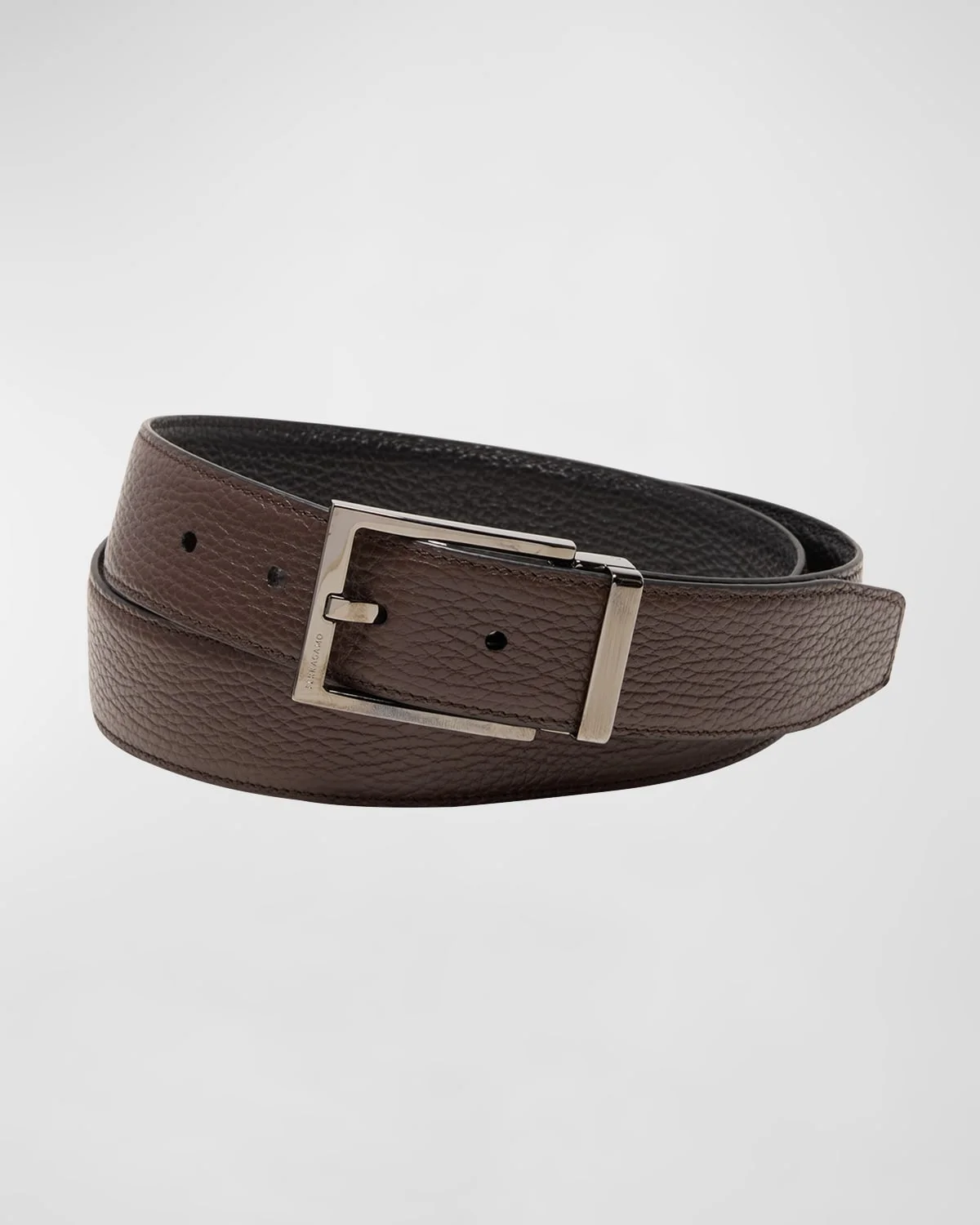 Men's Double Adjustable Square-Buckle Leather Belt - 1