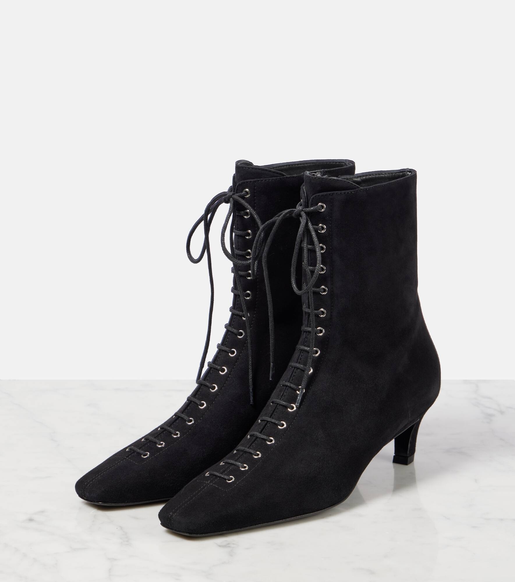 Suede lace-up ankle boots - 4