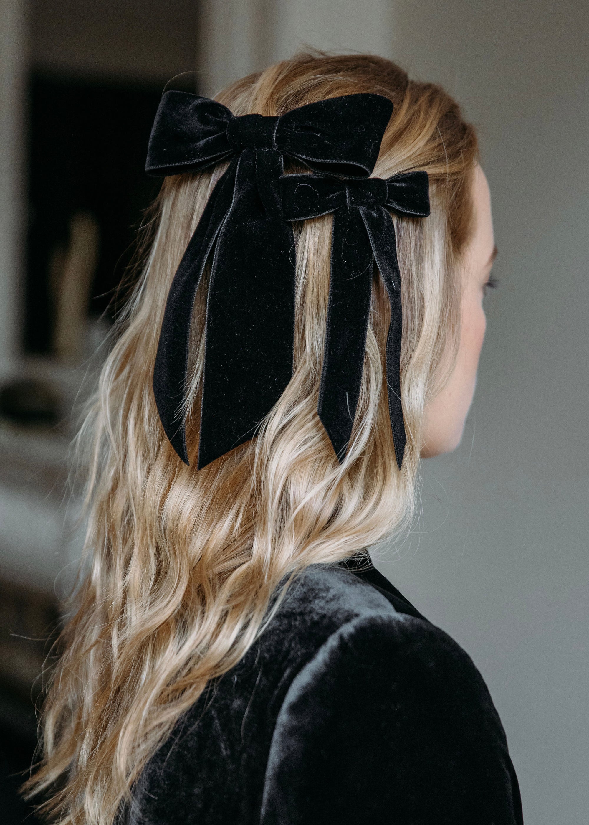 Wide Velvet Bow Barrette - 4