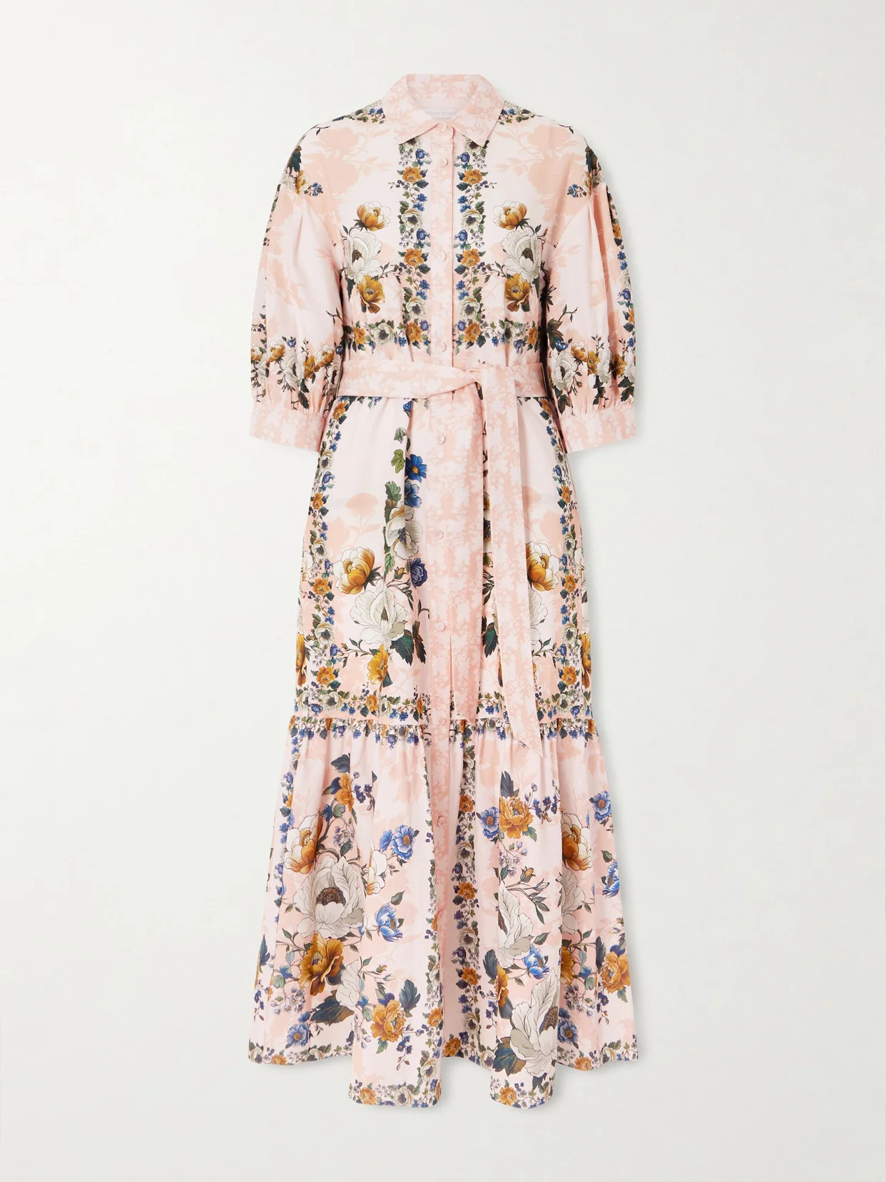 Bianca Belted Printed Linen And Cotton-blend Midi Dress - 1