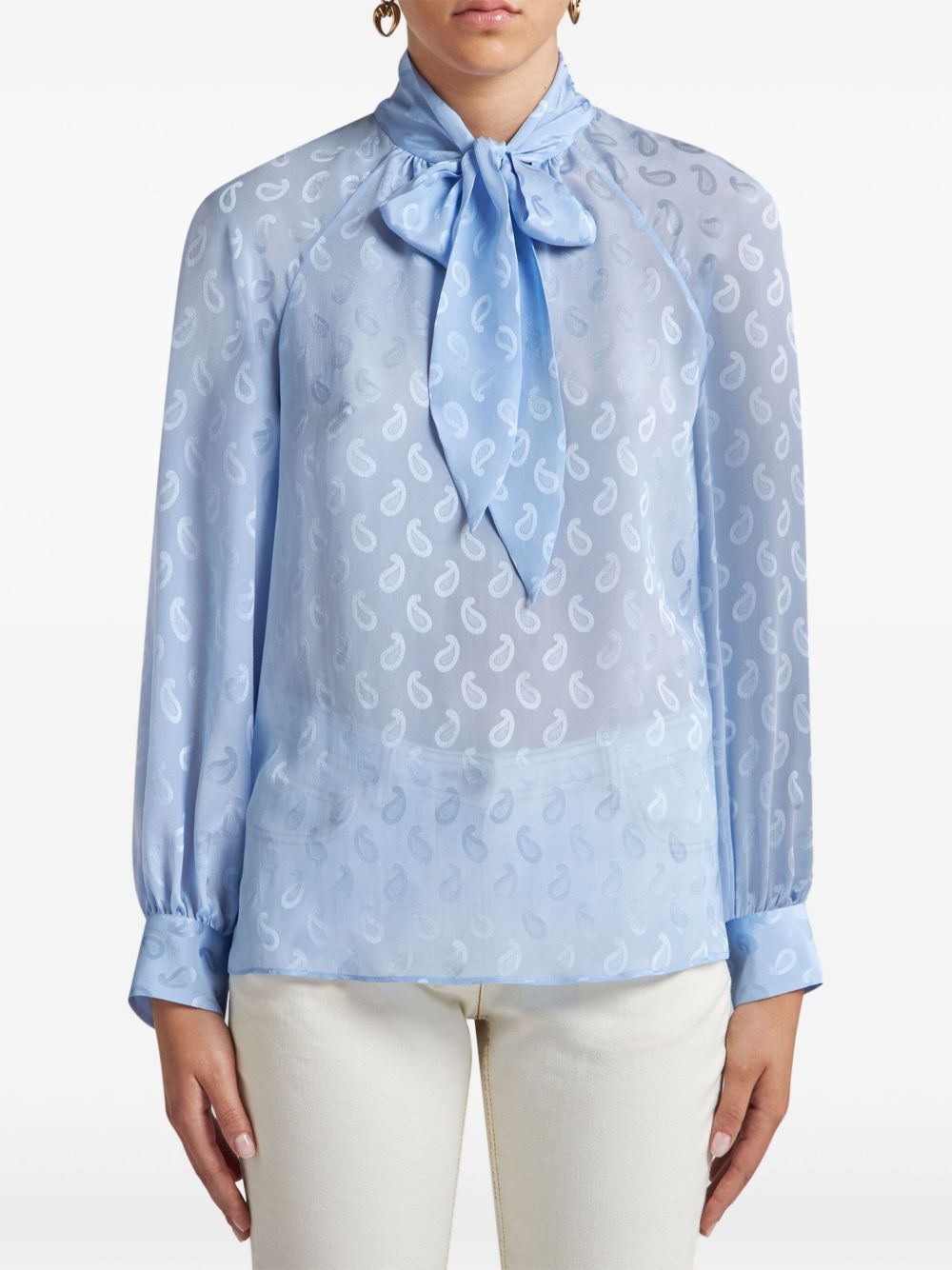 paisley-jacquard silk blouse - 2