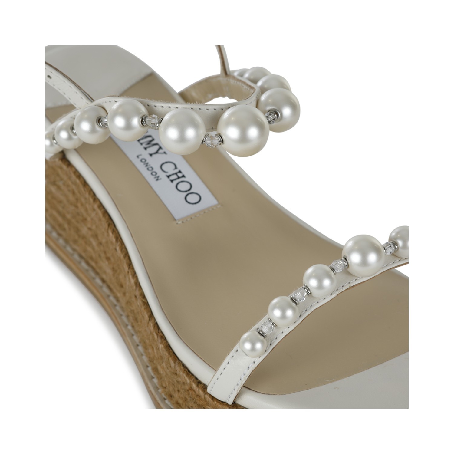 WHITE LEATHER AND BEIGE RAFFIA AMATUUS SANDALS - 4