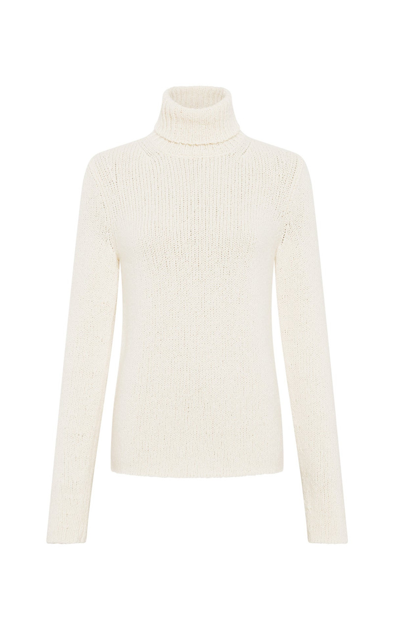 Nelle Knit Turtleneck in Ivory Cashmere 1