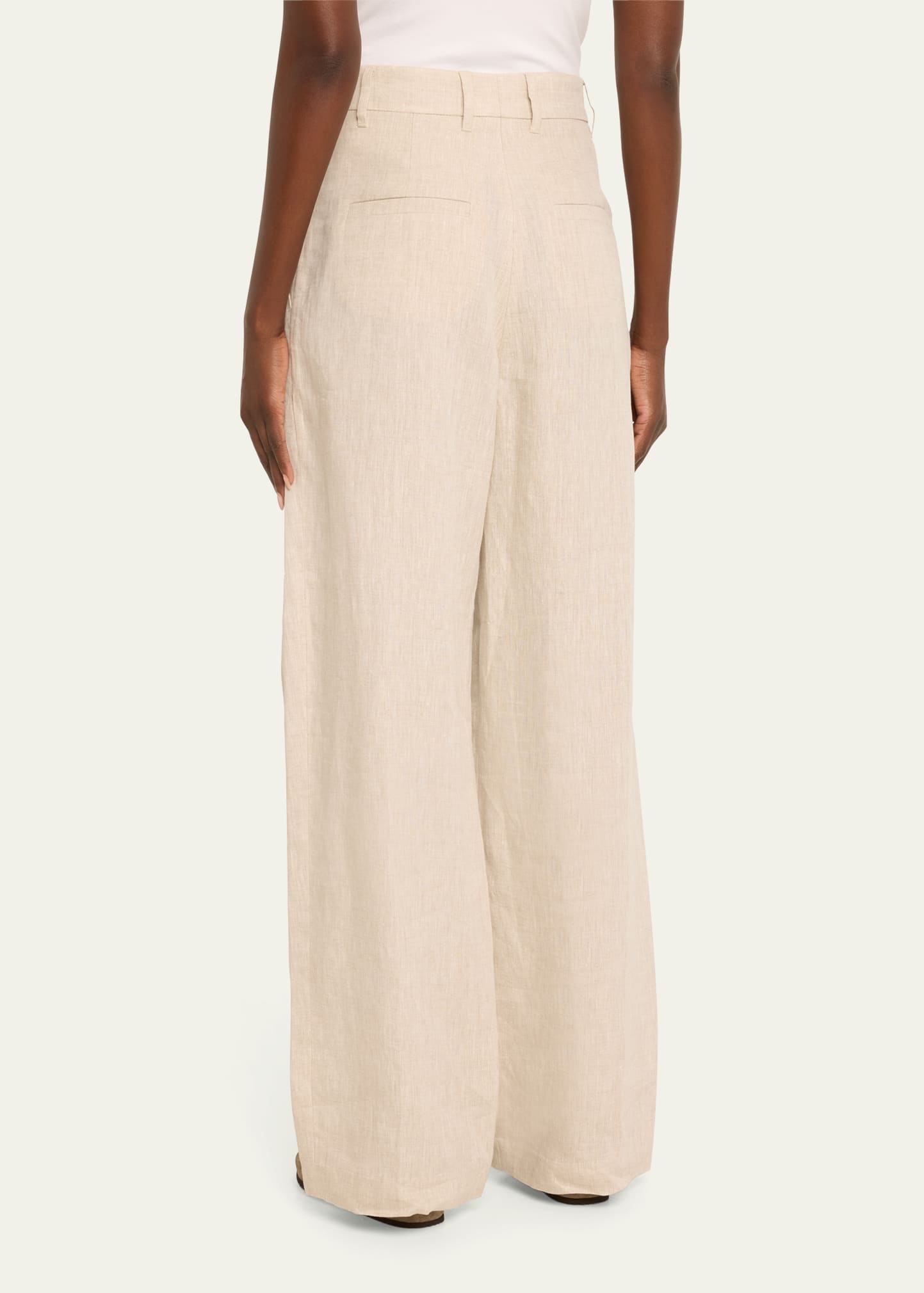 Pleated Delave Linen Waist Pants - 3