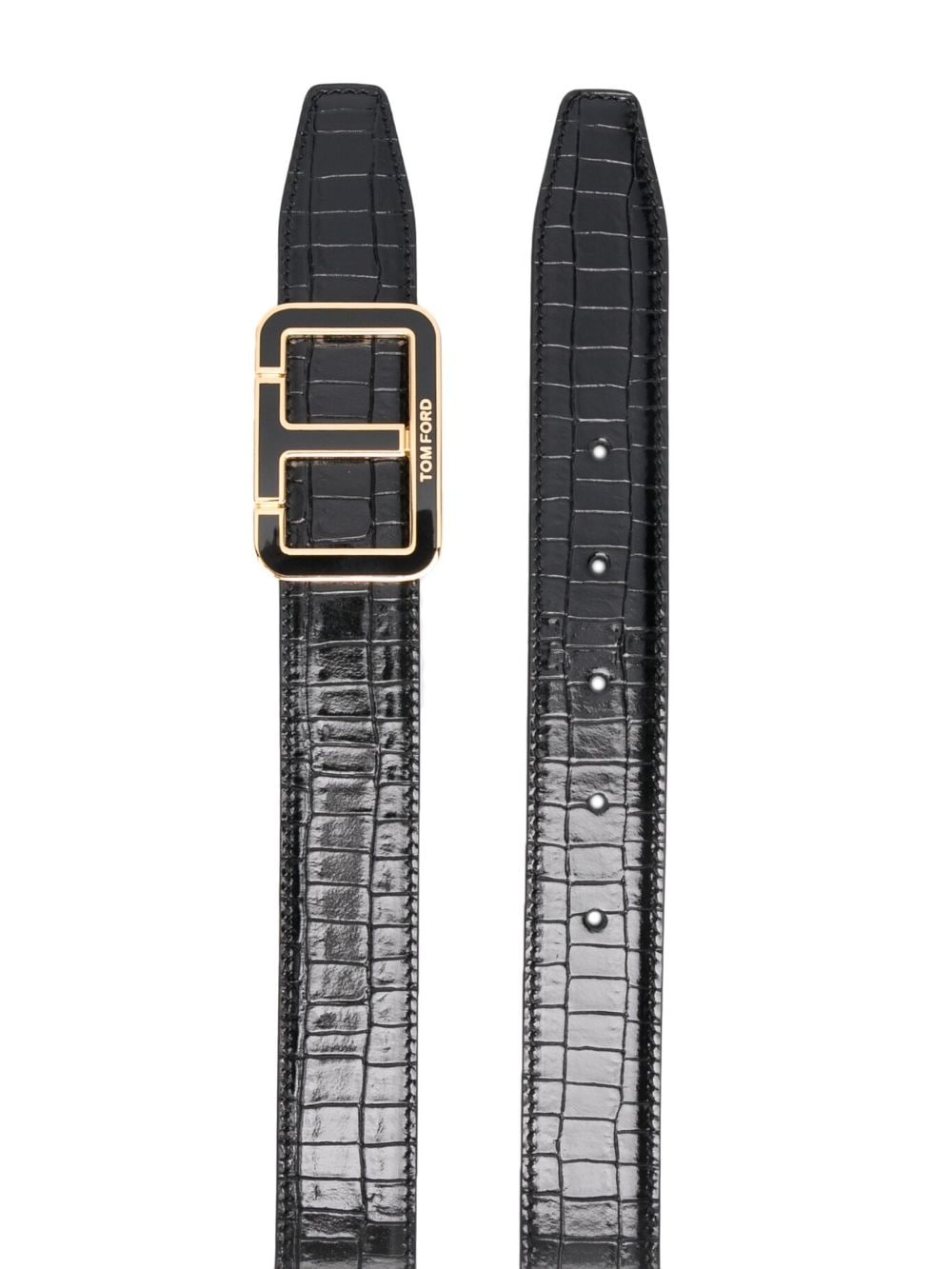 enamel T leather belt - 2